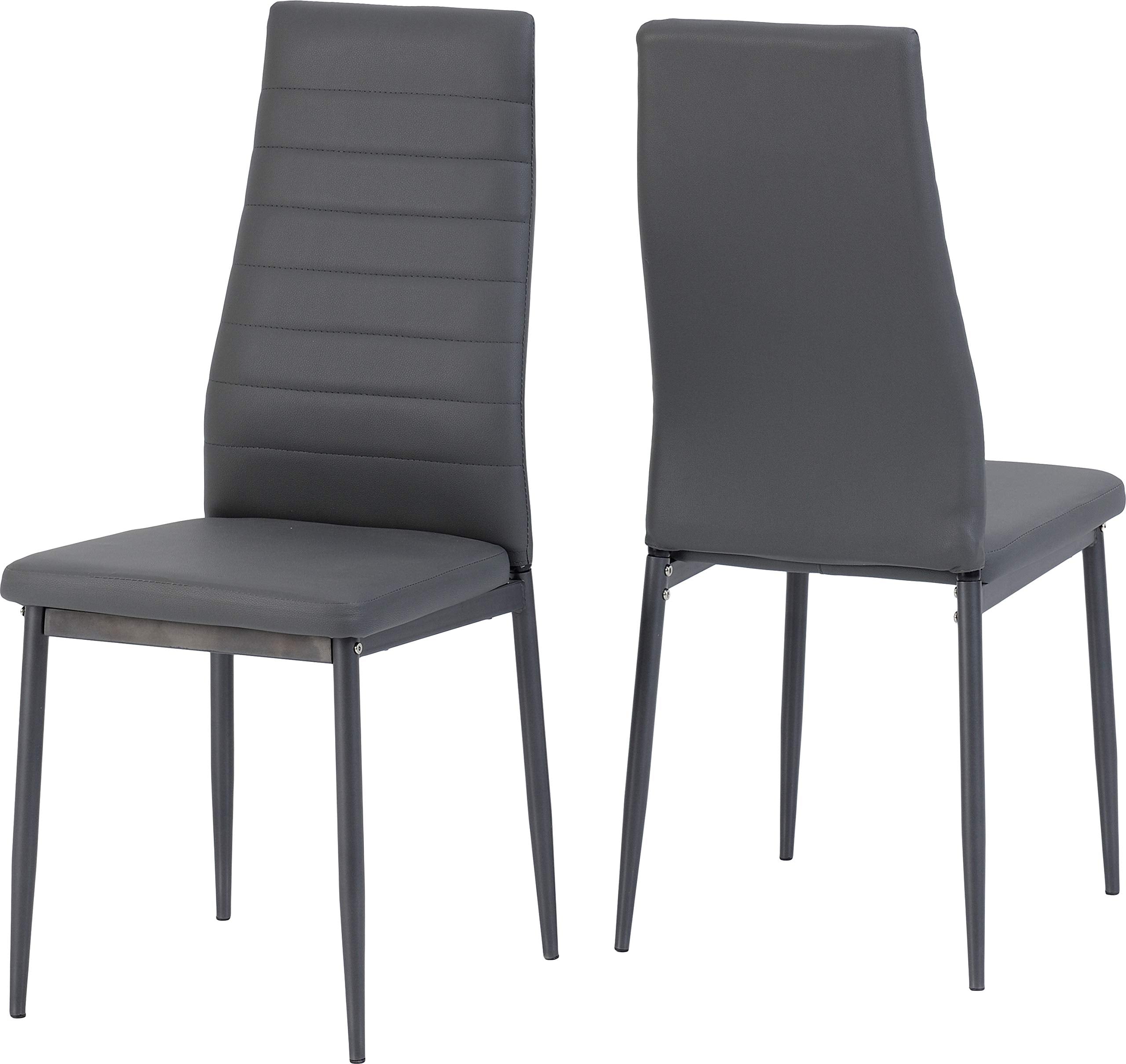 Seconique Abbey Grey Faux Leather Dining Chairs - Set of 2