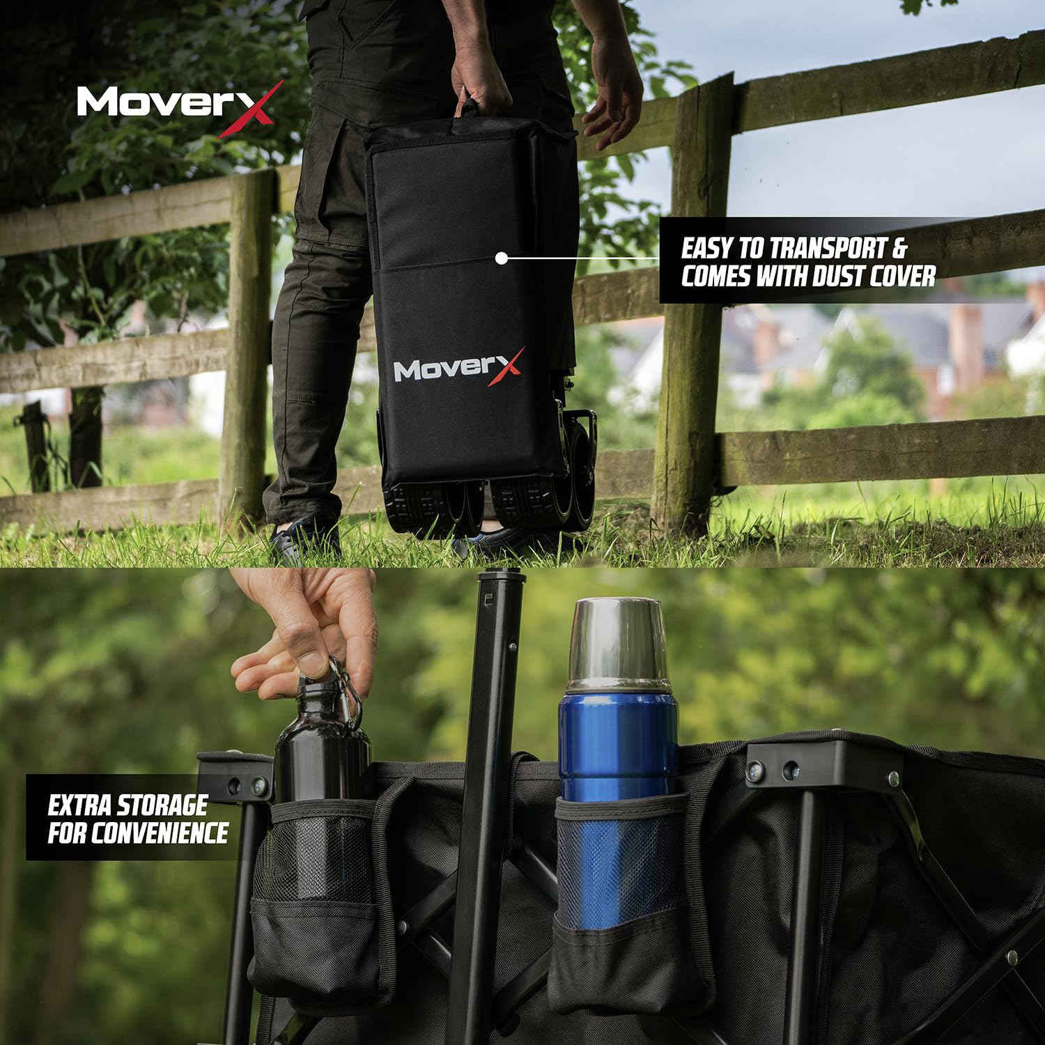 MoverX 200L Folding Wagon – All-Terrain Collapsible Festival Trolley