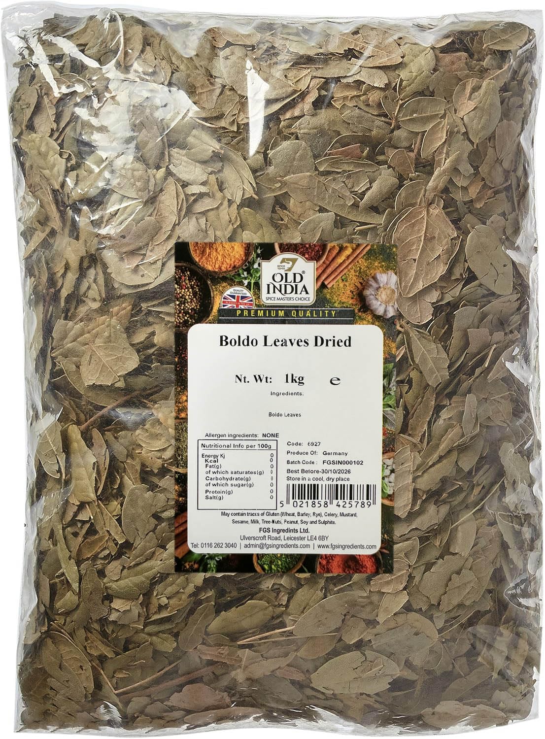 Old India Boldo Leaves Dried – 1kg Bulk Natural Herbal Tea Leaves