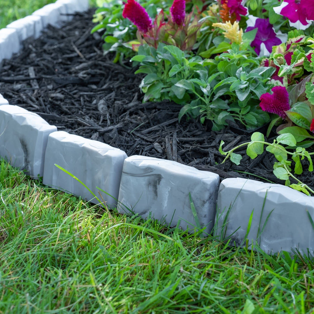 EasyFlex No-Dig Landscape Edging Kit – 15 Ft Stone-Look Garden Border
