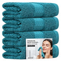 Towelogy 4 Pack Face Cloths – 100% Combed Cotton Flannels, Turquoise