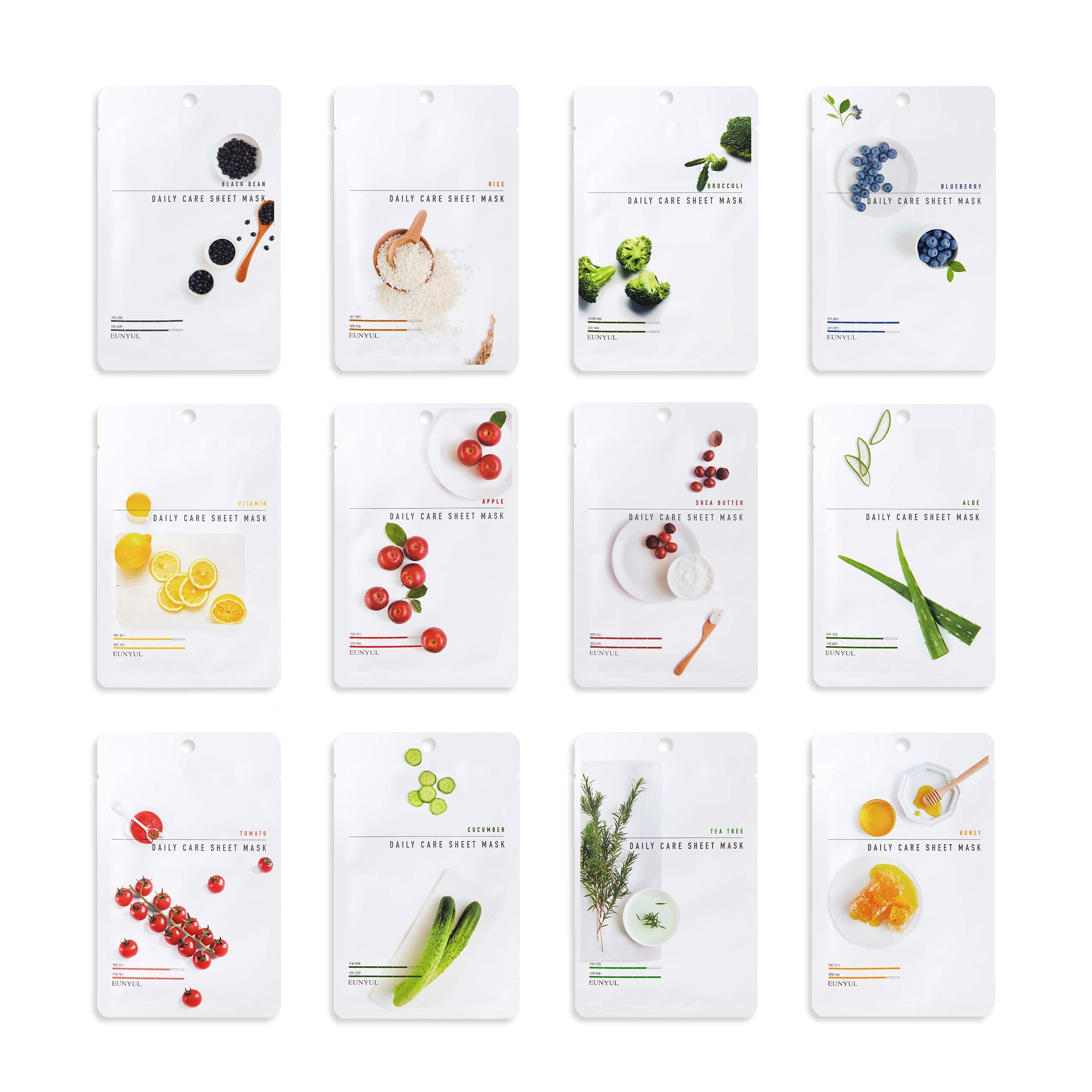 EUNYUL Daily Care Face Sheet Mask Pack - 12 Types Korean Skincare