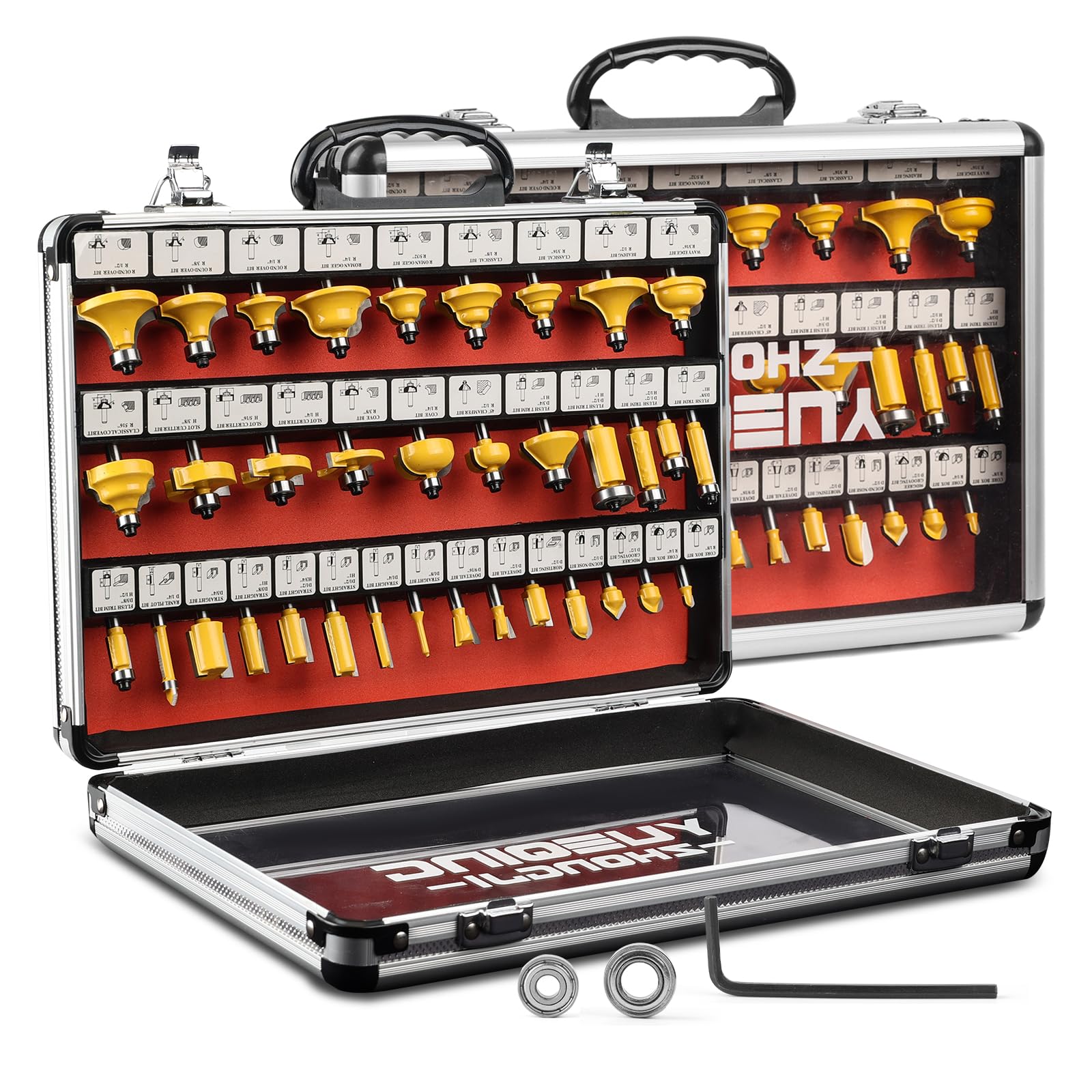Yueqing Zhongji 35-Piece Router Bit Set | 1/4 Inch Shank C3 Alloy