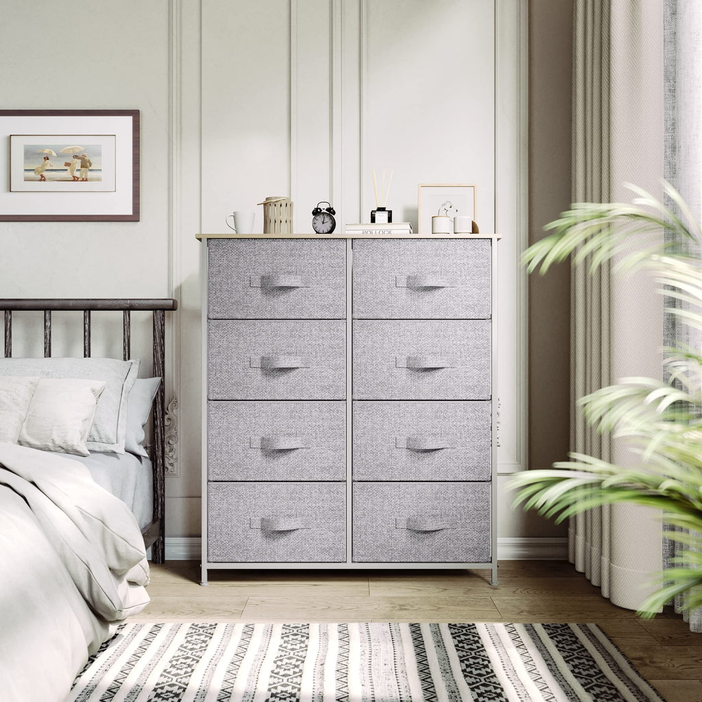 YITAHOME 8-Drawer Fabric Dresser | Chest of Drawers with Wood Top