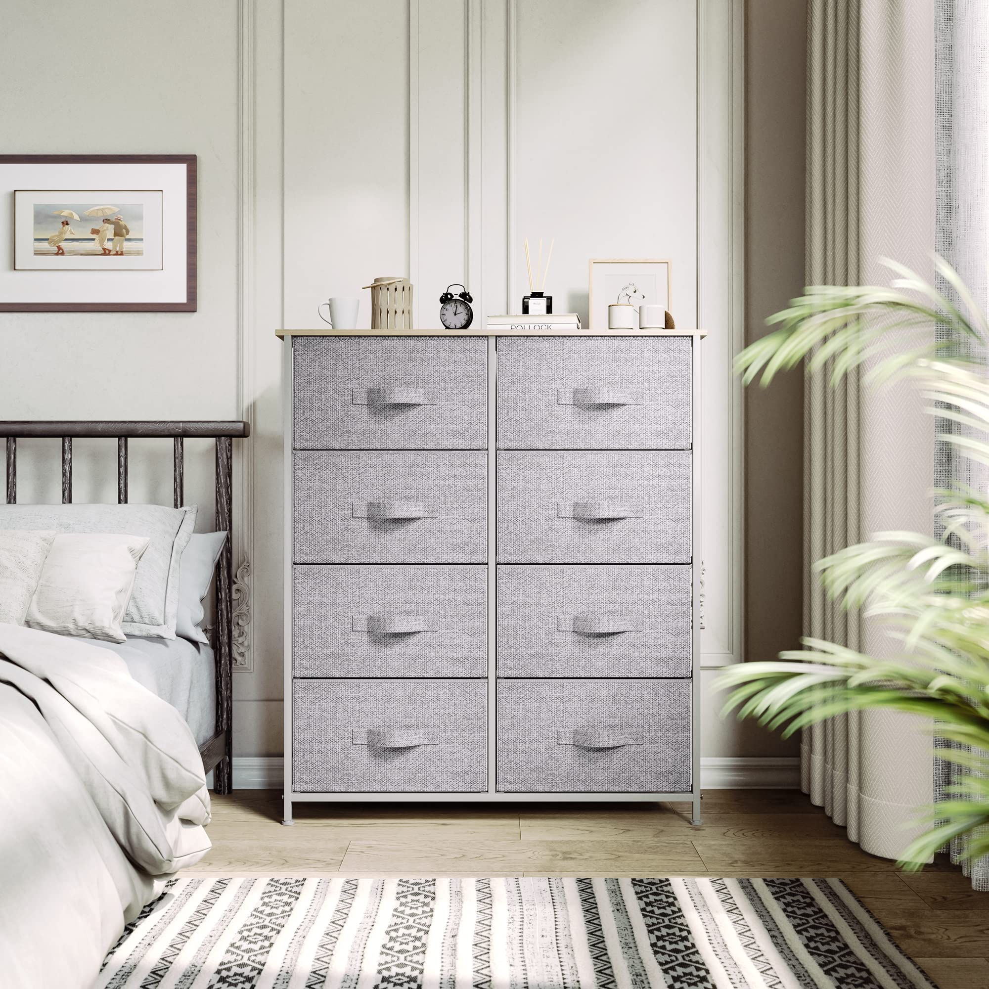 YITAHOME 8-Drawer Fabric Dresser | Chest of Drawers with Wood Top