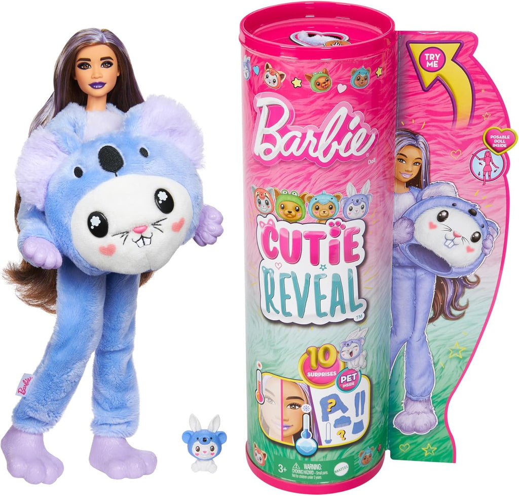 Barbie Cutie Reveal Doll – Bunny in Koala Plush Costume with 10 Surprises