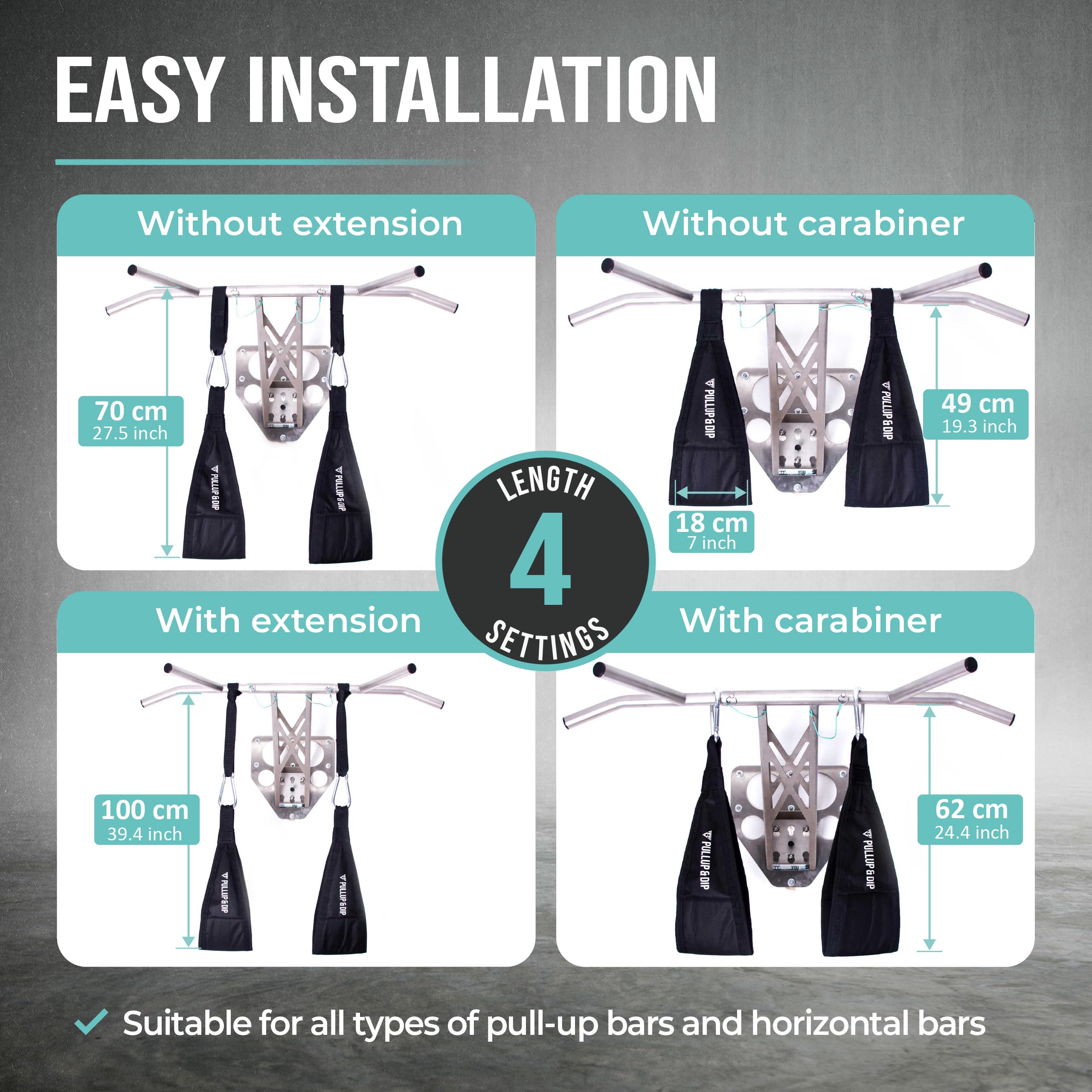 PULLUP & DIP Ab Straps | Padded Abdominal Slings for Leg Raises | Set of 2