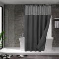 N&Y HOME Waffle Weave Shower Curtain with Snap-in Liner & Hooks
