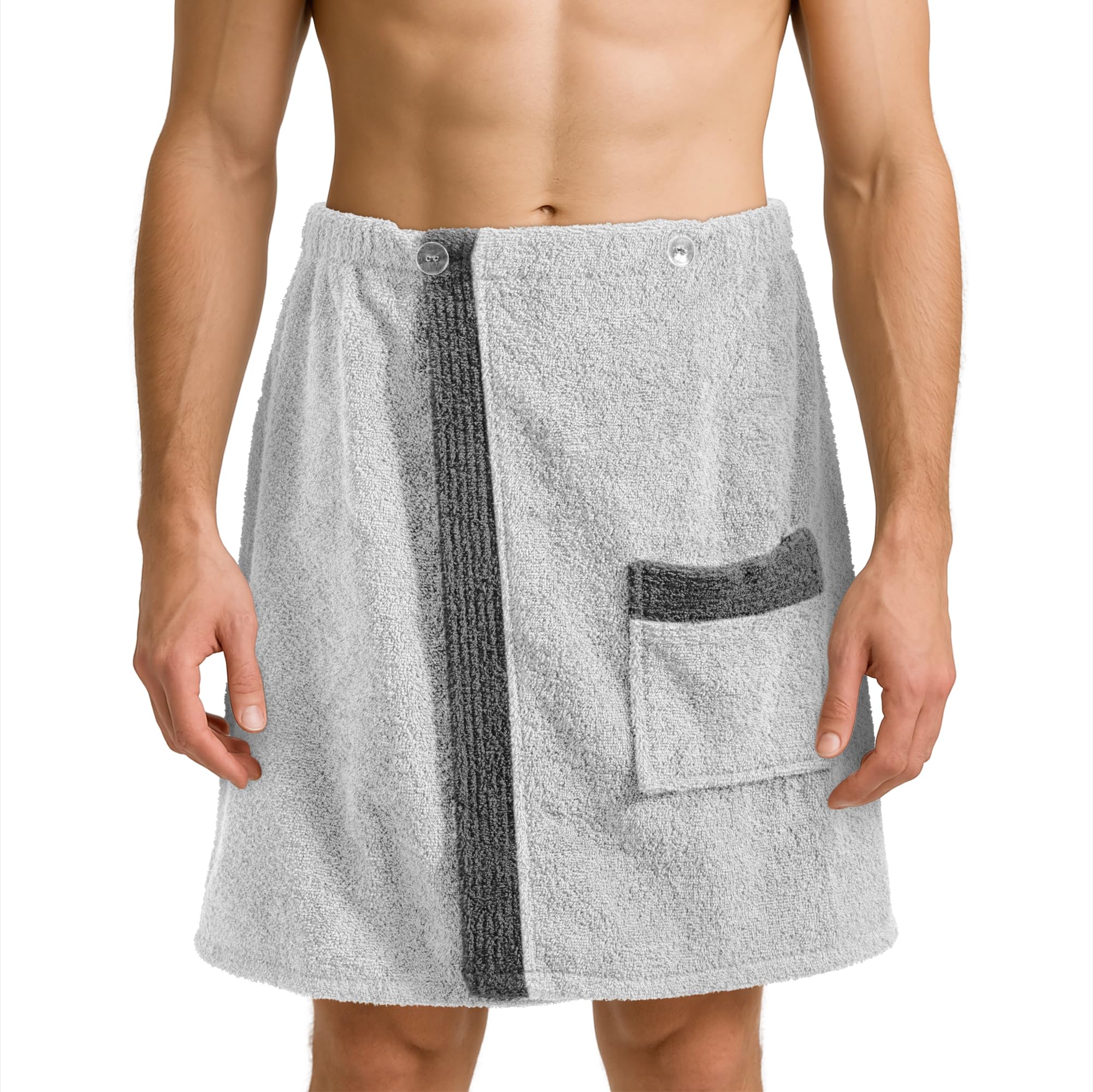 JEMIDI Men's 100% Cotton Sauna Sarong – Wearable Towel Wrap with Pocket