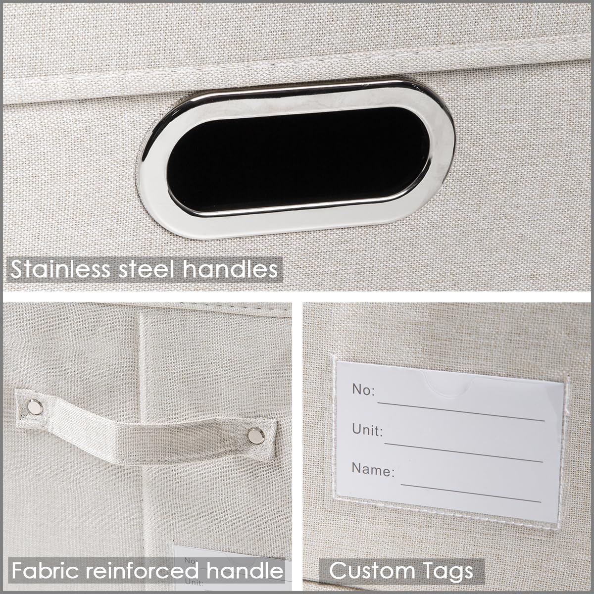 Prandom Storage Boxes with Lids Small,29x22x17cm,Beige3-Pack