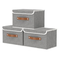 OUTBROS 3 Pack Fabric Storage Boxes with lids, 38x25x25cm, Grey