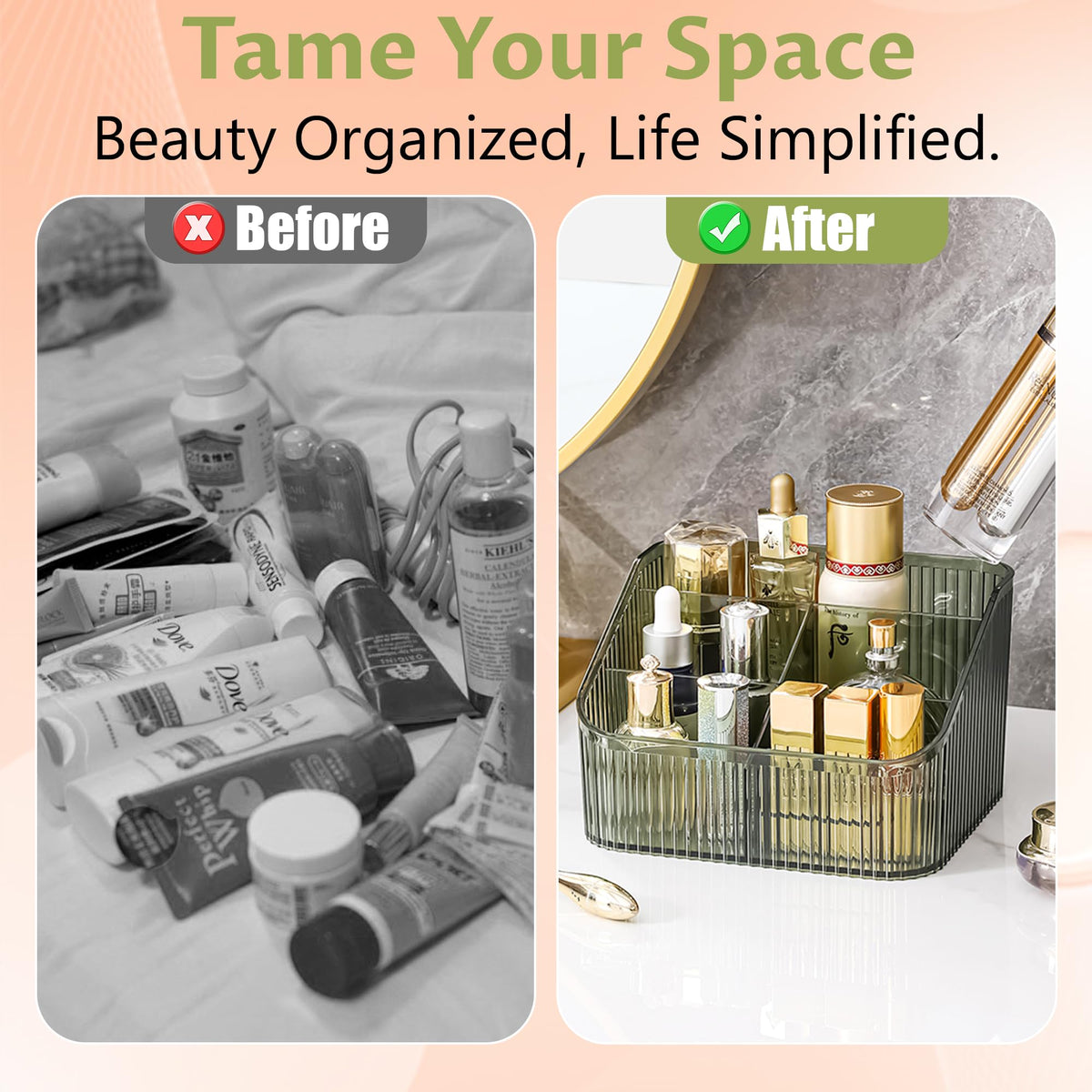 Homeanda Makeup Organiser Storage Compartments, Skin Care Cosmetic Organiser, Makeup Organiser and StorageGreen - image 3