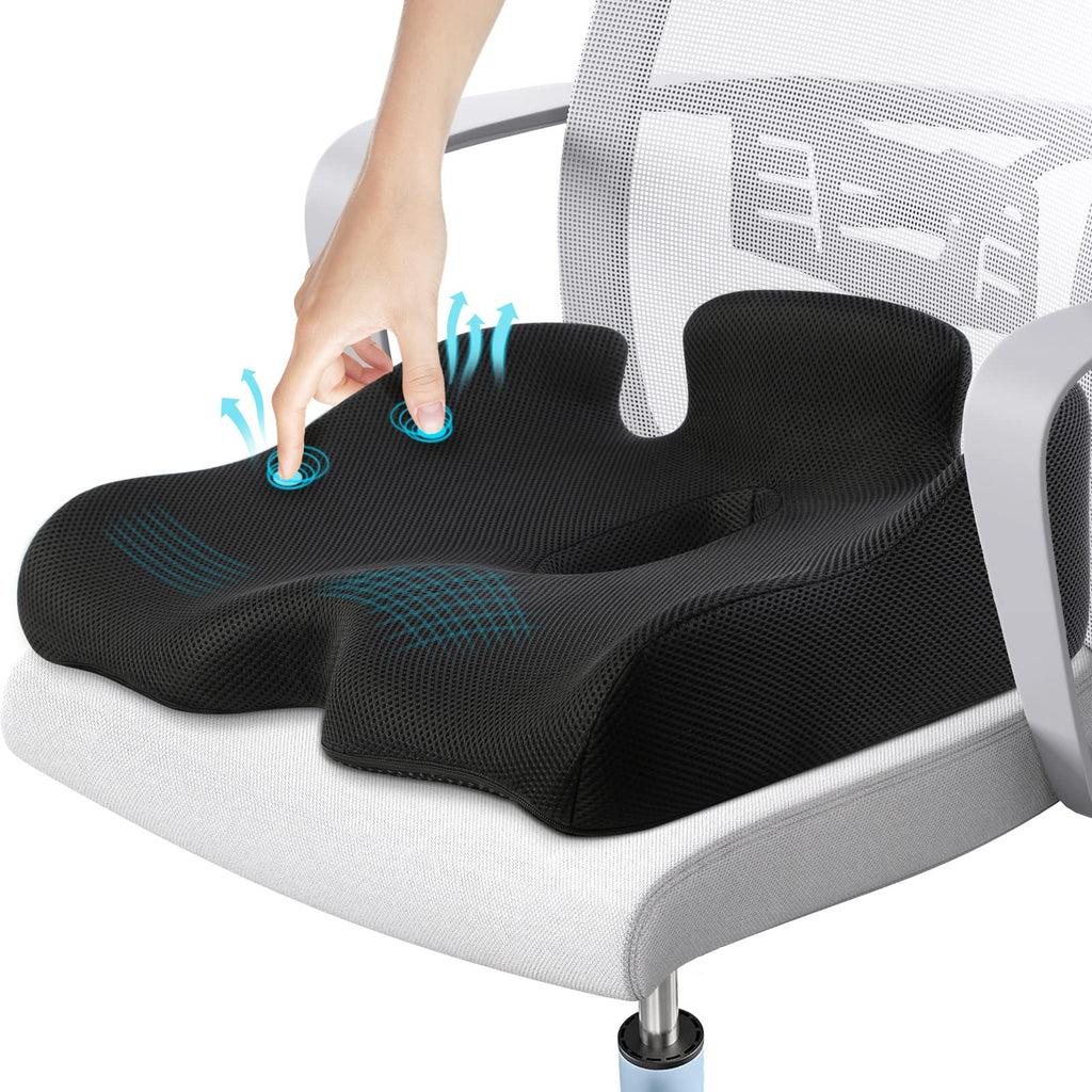 Benazcap Memory Foam Seat Cushion – Ergonomic Coccyx Pad for Back Pain