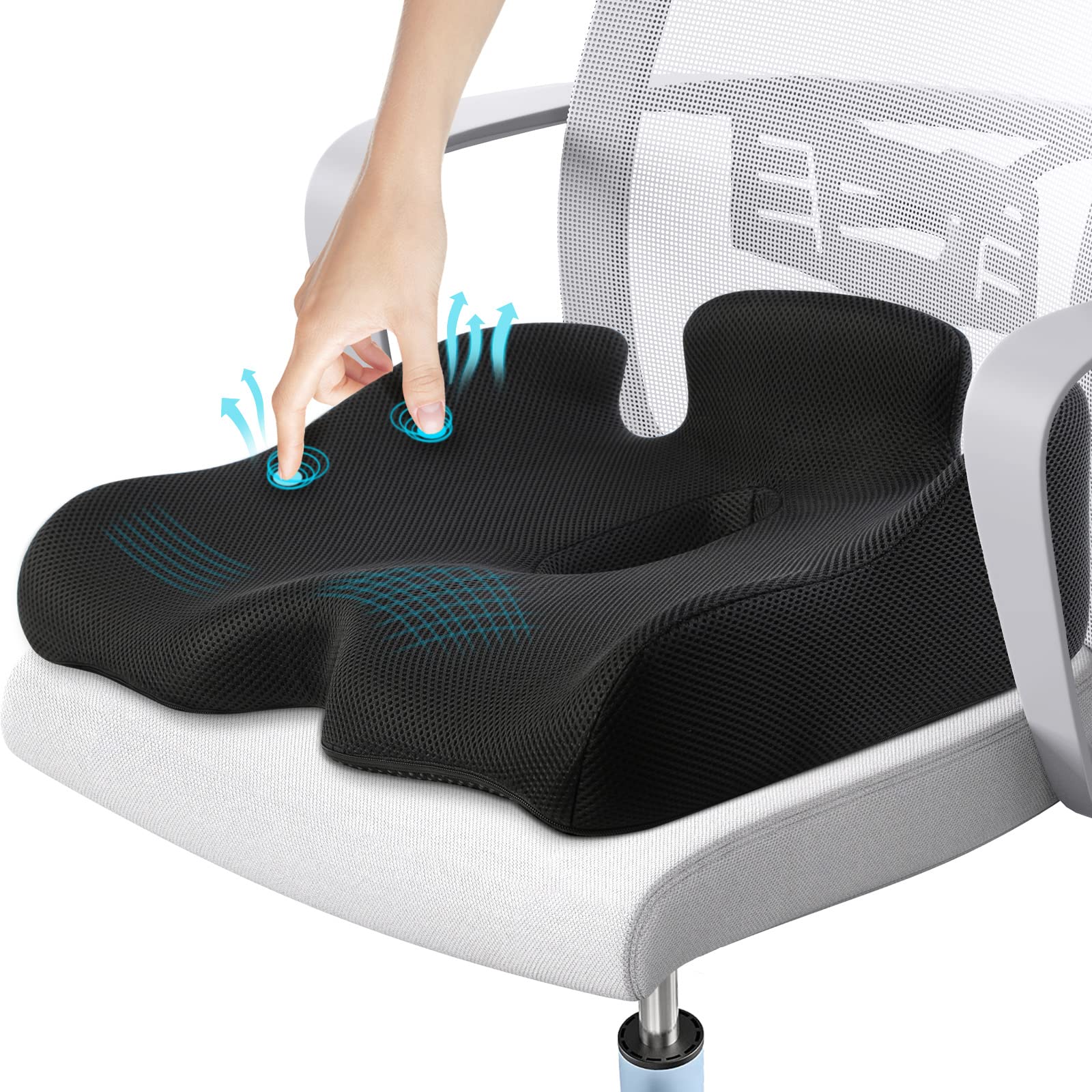 Benazcap Memory Foam Seat Cushion – Ergonomic Coccyx Pad for Back Pain