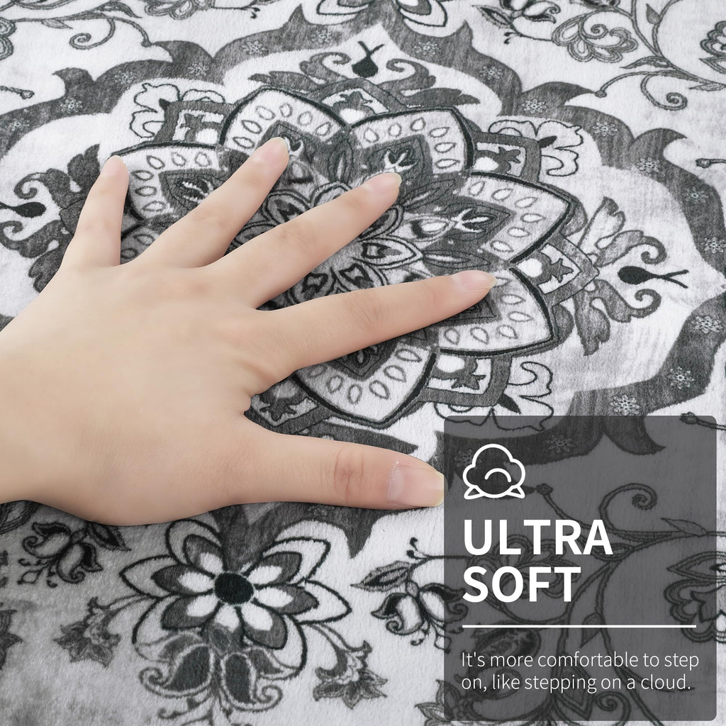 Enyhom Grey Washable Runner Rug | 80x200cm Non-Slip Boho Hallway Carpet