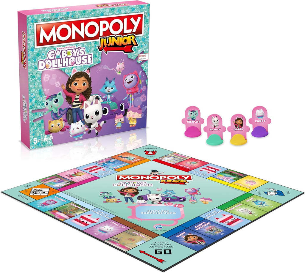 Hasbro Monopoly Junior: Gabby's Dollhouse Edition Board Game for Kids