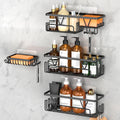 Kegii Shower Caddy Set | 4-Piece Black Stainless Steel Adhesive Shelf