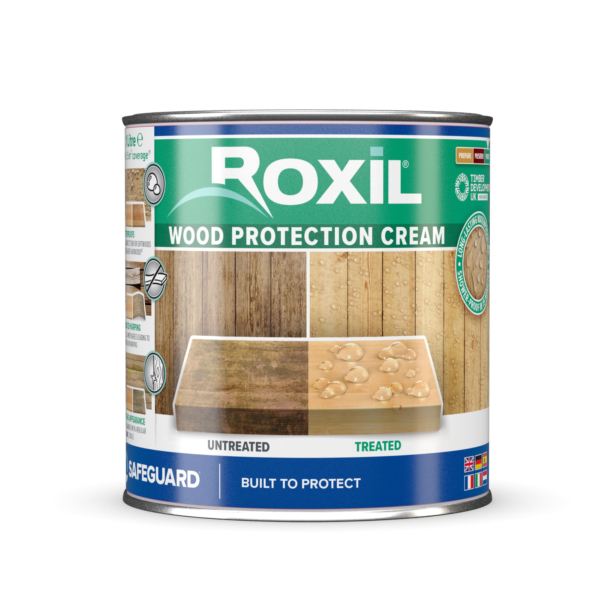 Roxil Wood Protection Cream – 1L Clear Waterproof Sealer for Decking