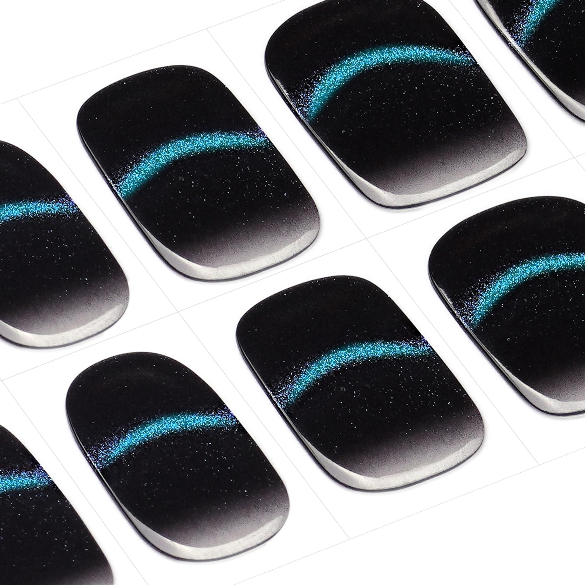 DANNI & TONI Cat Eye French Tip Semi Cured Gel Nail Strips - 28 Pcs