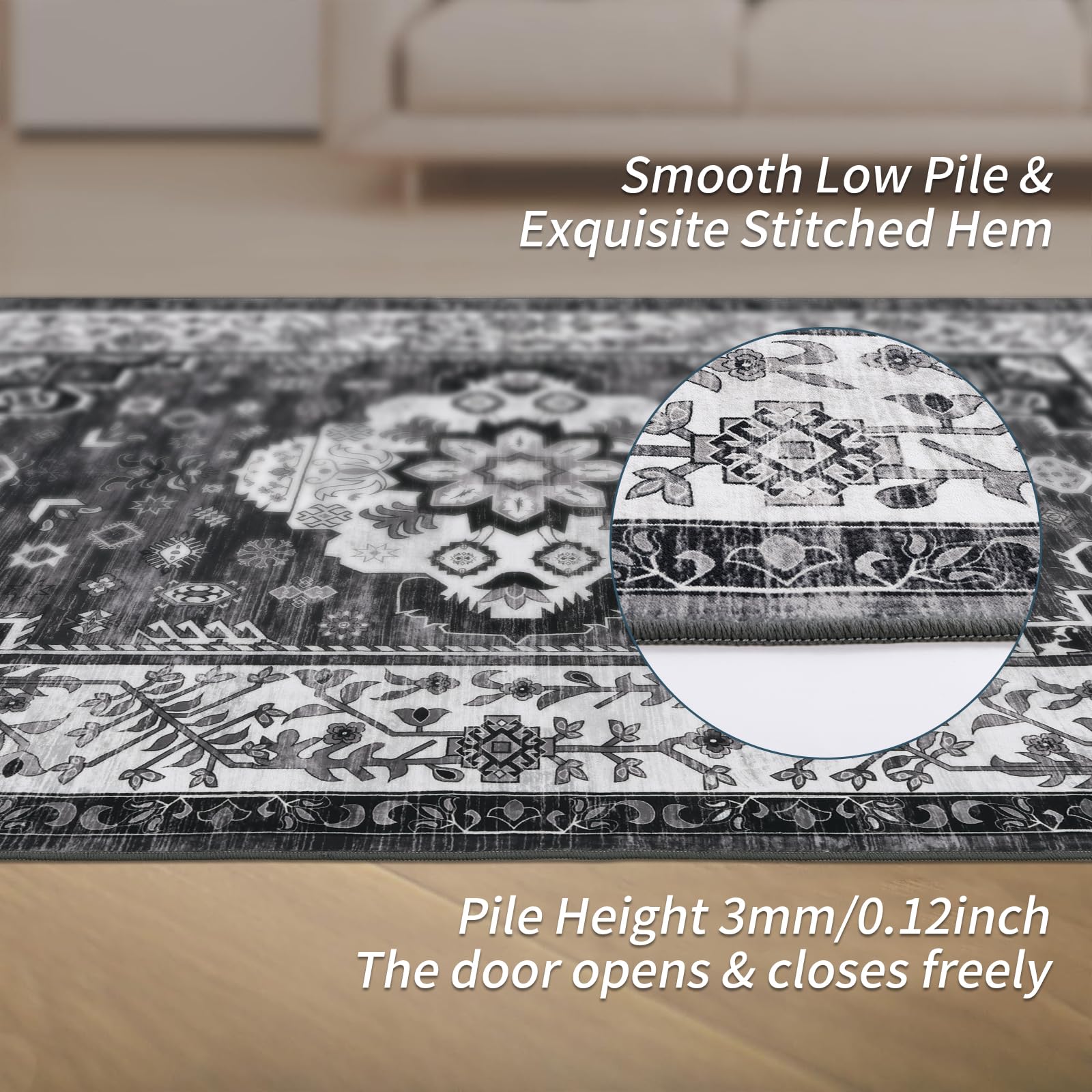 Enyhom Vintage Moroccan Area Rug | 160x230cm Washable Non-Slip Carpet