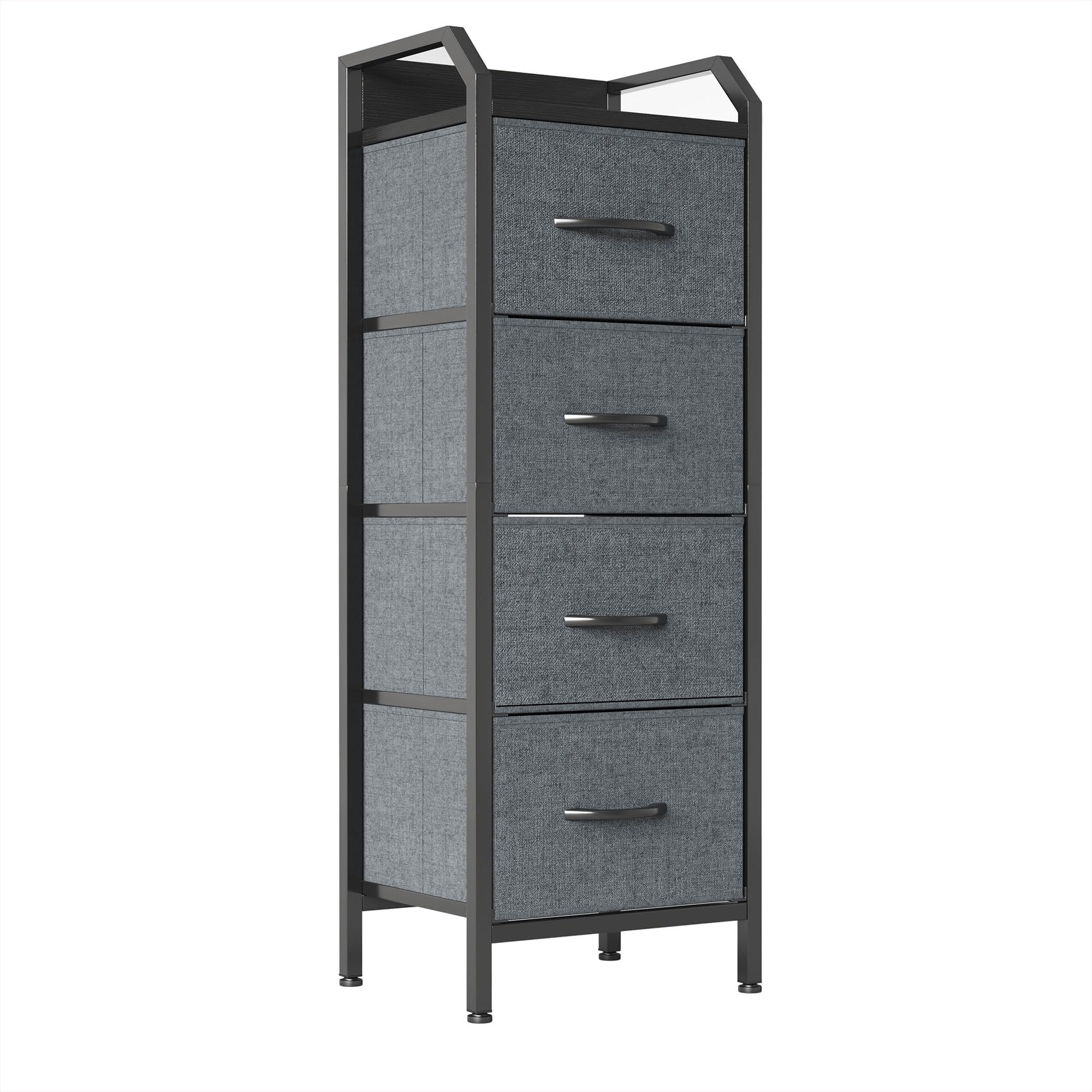 CAIYUN Tall Dresser Storage Tower | 4 Fabric Drawers & Metal Frame - Black