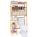 SMIBUY Bamboo 6-Tier Over The Toilet Storage Shelf with Drawers