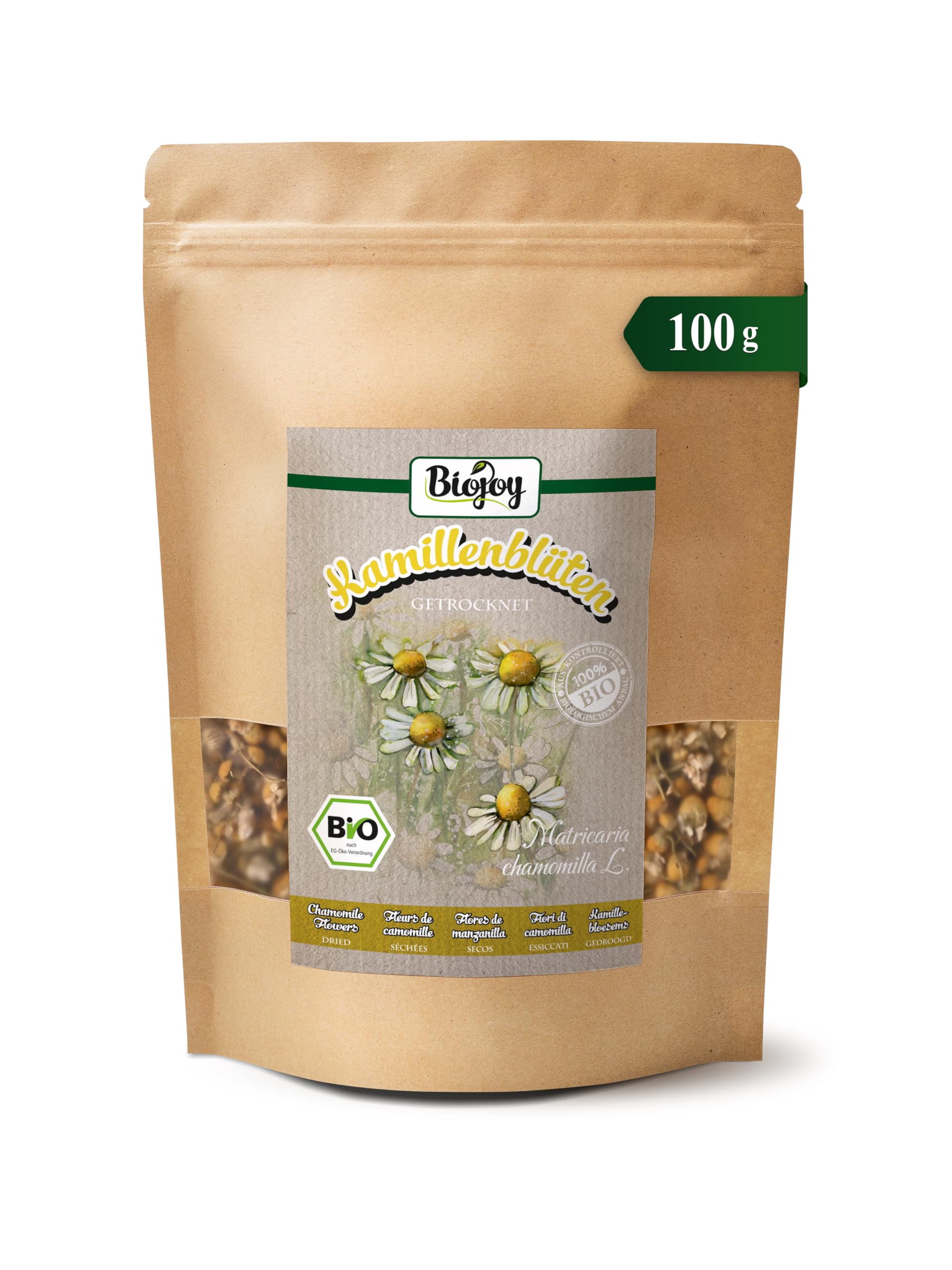 Biojoy Organic Chamomile Flowers – 100g Loose Leaf Herbal Tea