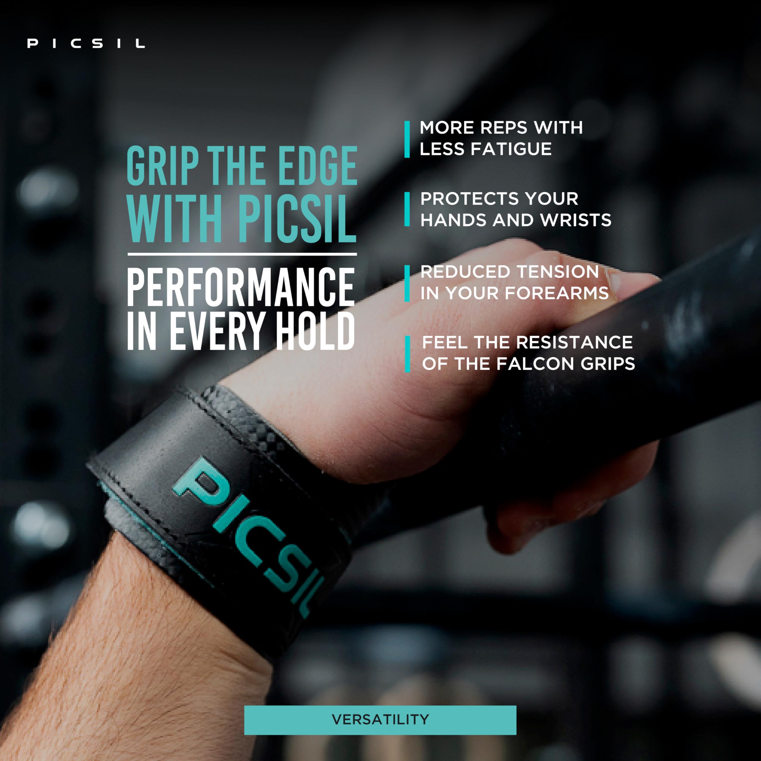 PICSIL Falcon Grips – Carbon Fiber Hand Grips for Weightlifting