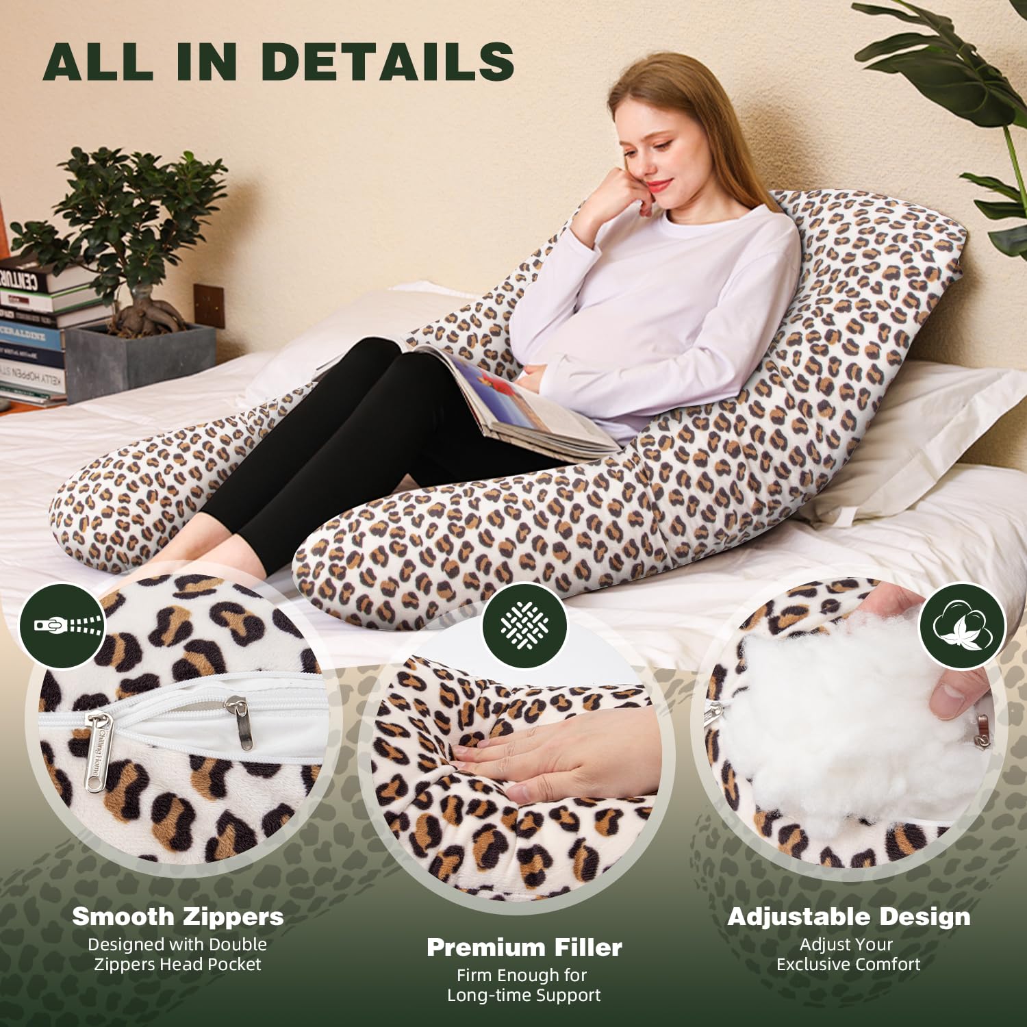 Chilling Home U-Shaped Pregnancy Pillow | 55-Inch Full Body Support