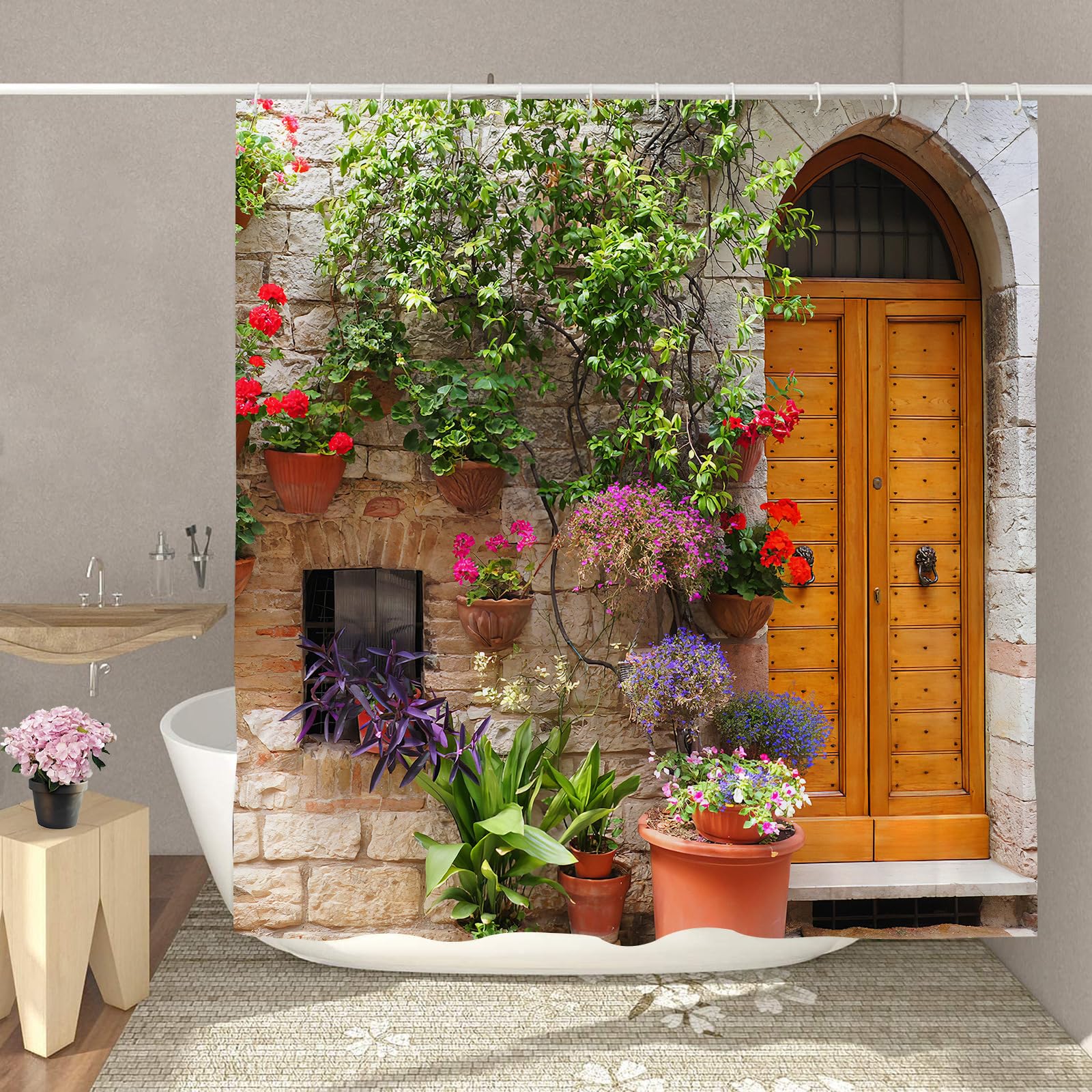 Garden Landscape Shower Curtain – Waterproof Polyester Fabric