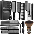 HEYMKGO 14-Piece Professional Barber Hair Comb Set with Neck Duster