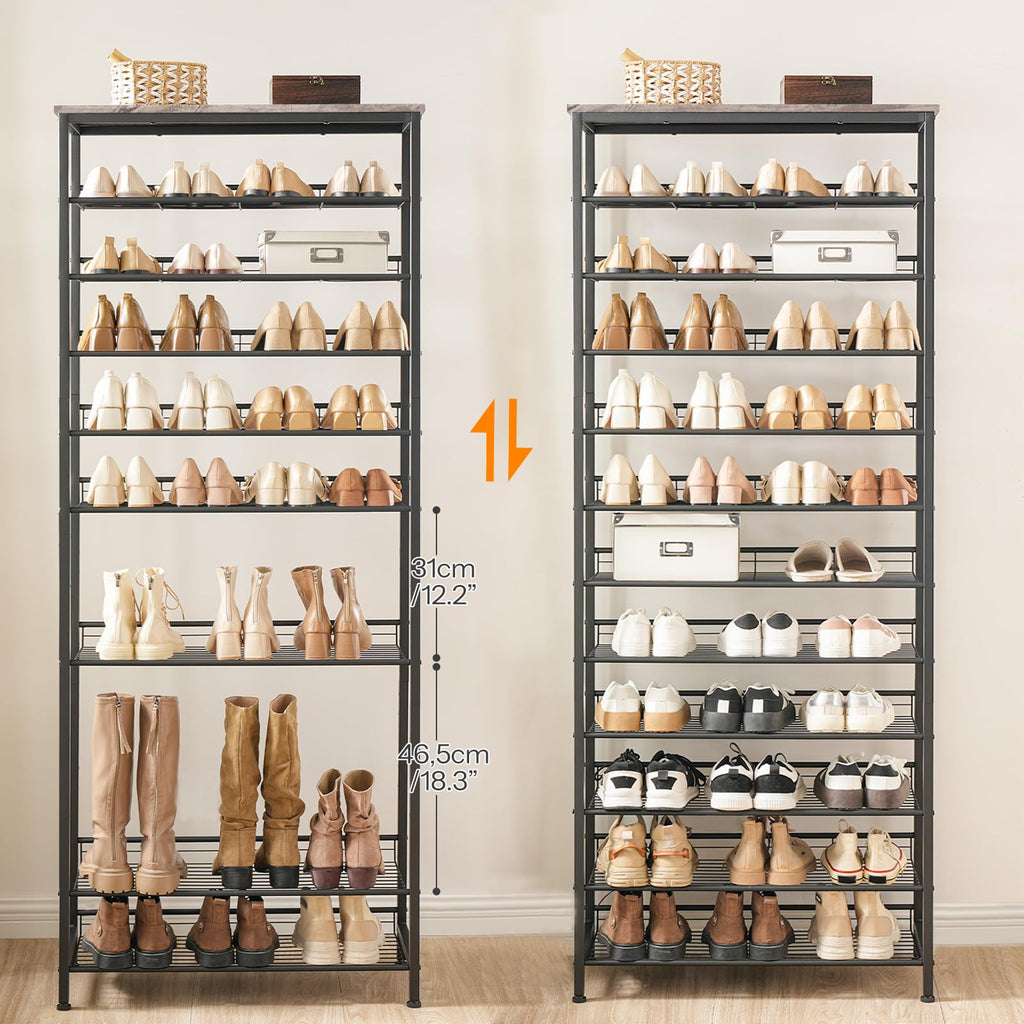 HOOBRO 12-Tier Tall Shoe Rack – Large Metal Storage Organizer for 55 Pairs