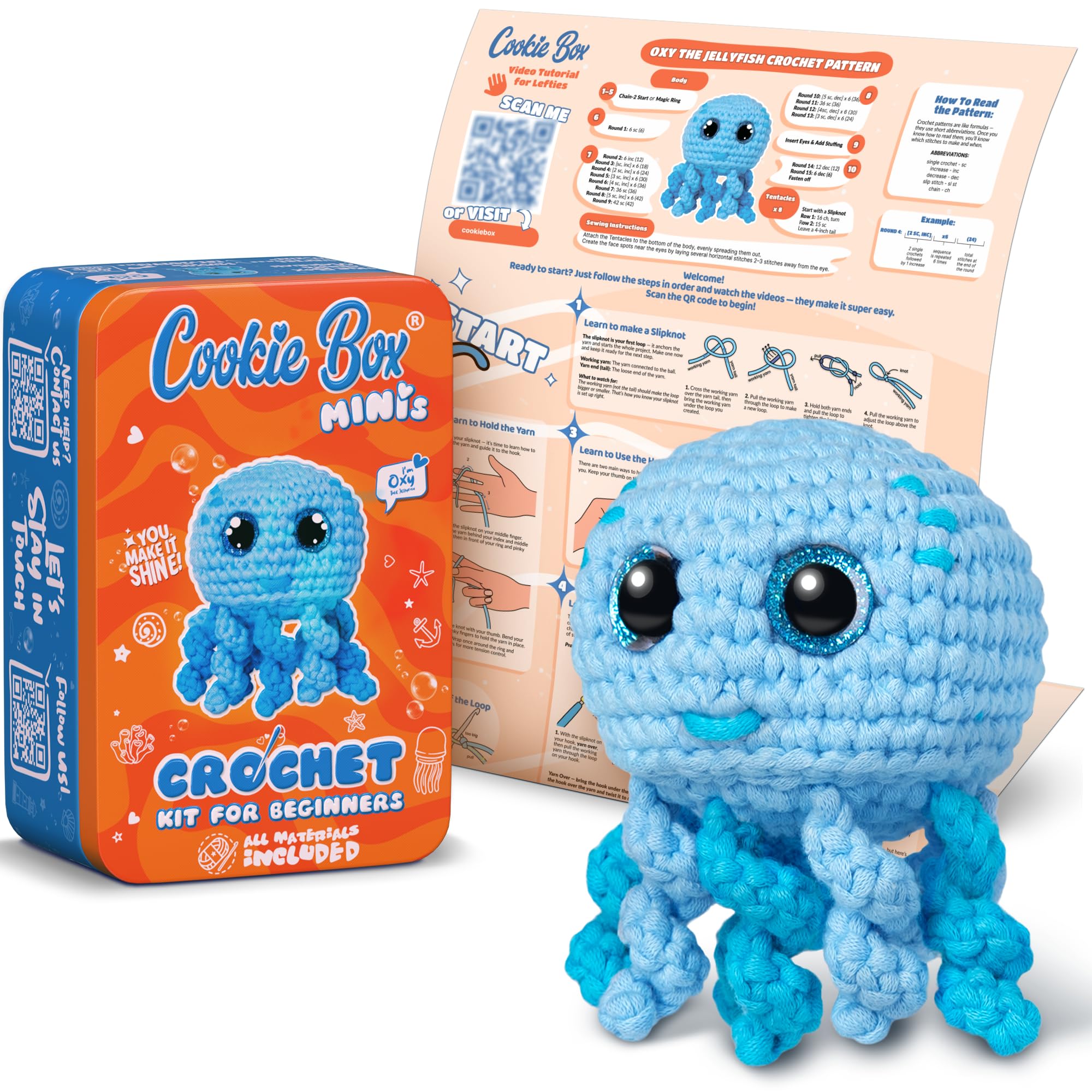 Jolof Store Jellyfish Oxy Amigurumi Crochet Kit for Beginners - DIY Plushie