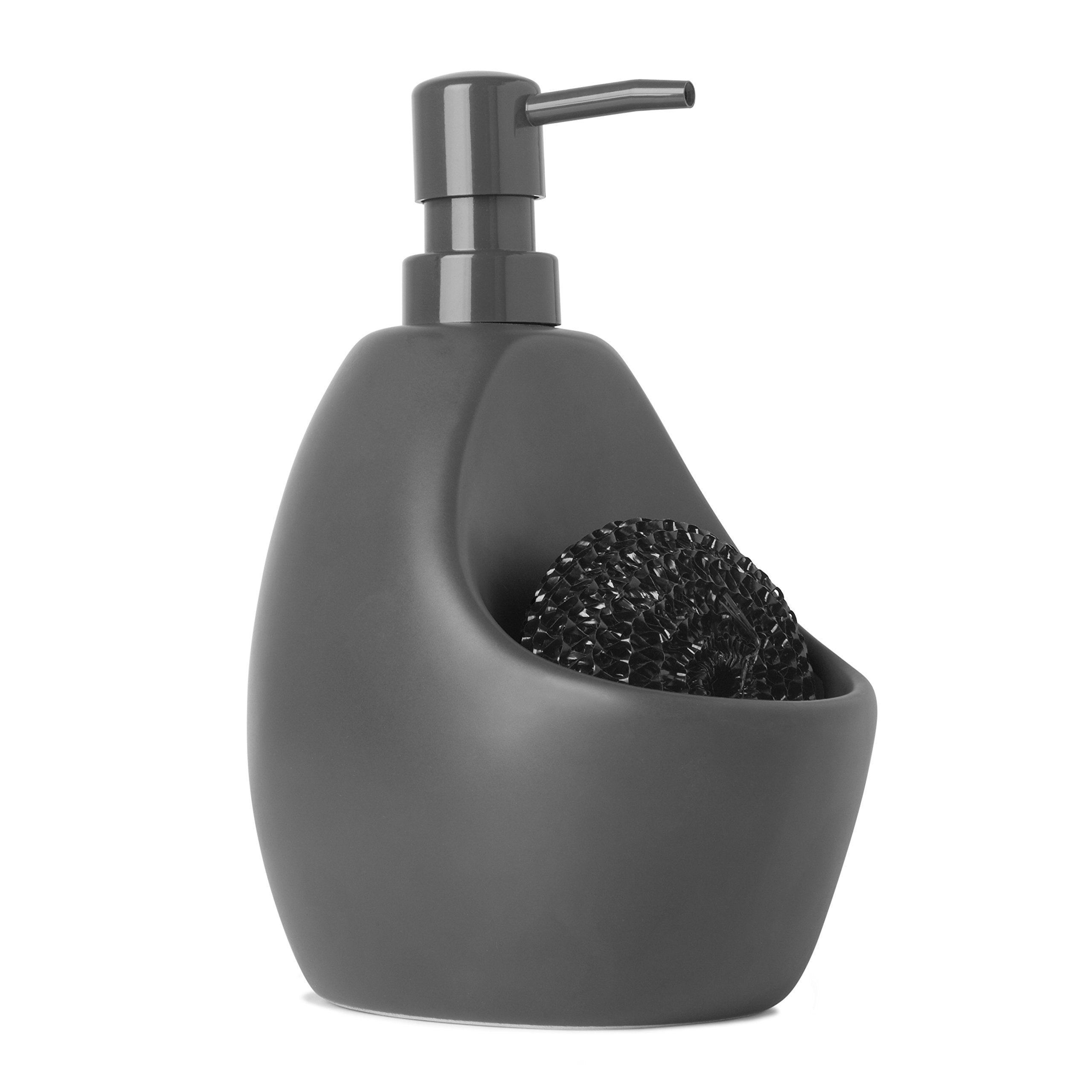 Umbra Joey Soap Dispenser with Scrubby Holder - Charcoal Kitchen Pump