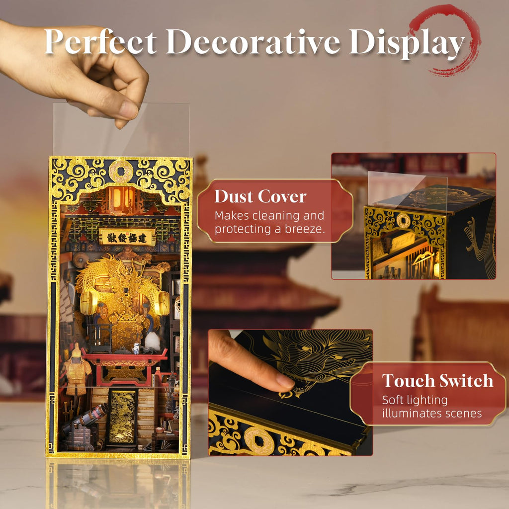 Minicity Book Nook Kit – DIY 3D Wooden Puzzle Chinese Study Shelf Insert