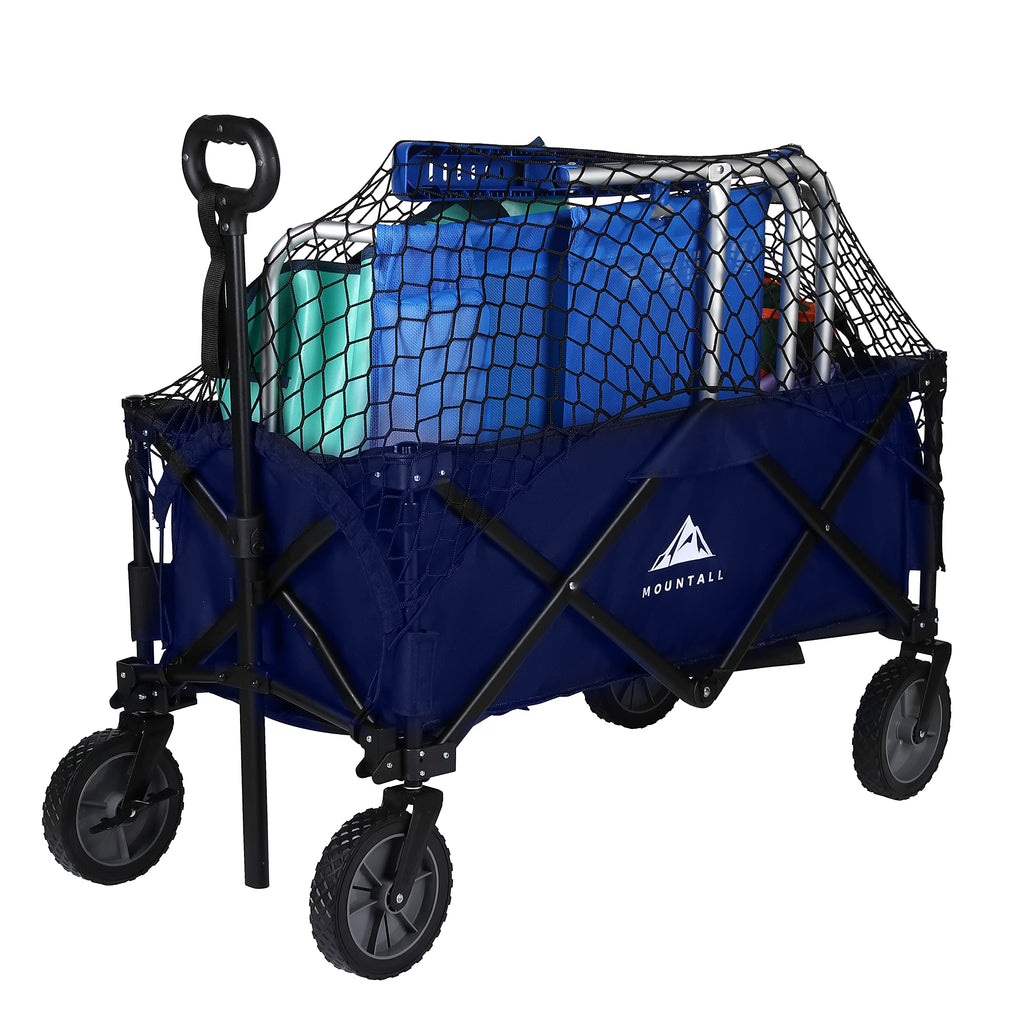 Collapsible Folding Utility Wagon | Portable Beach Cart - Navy