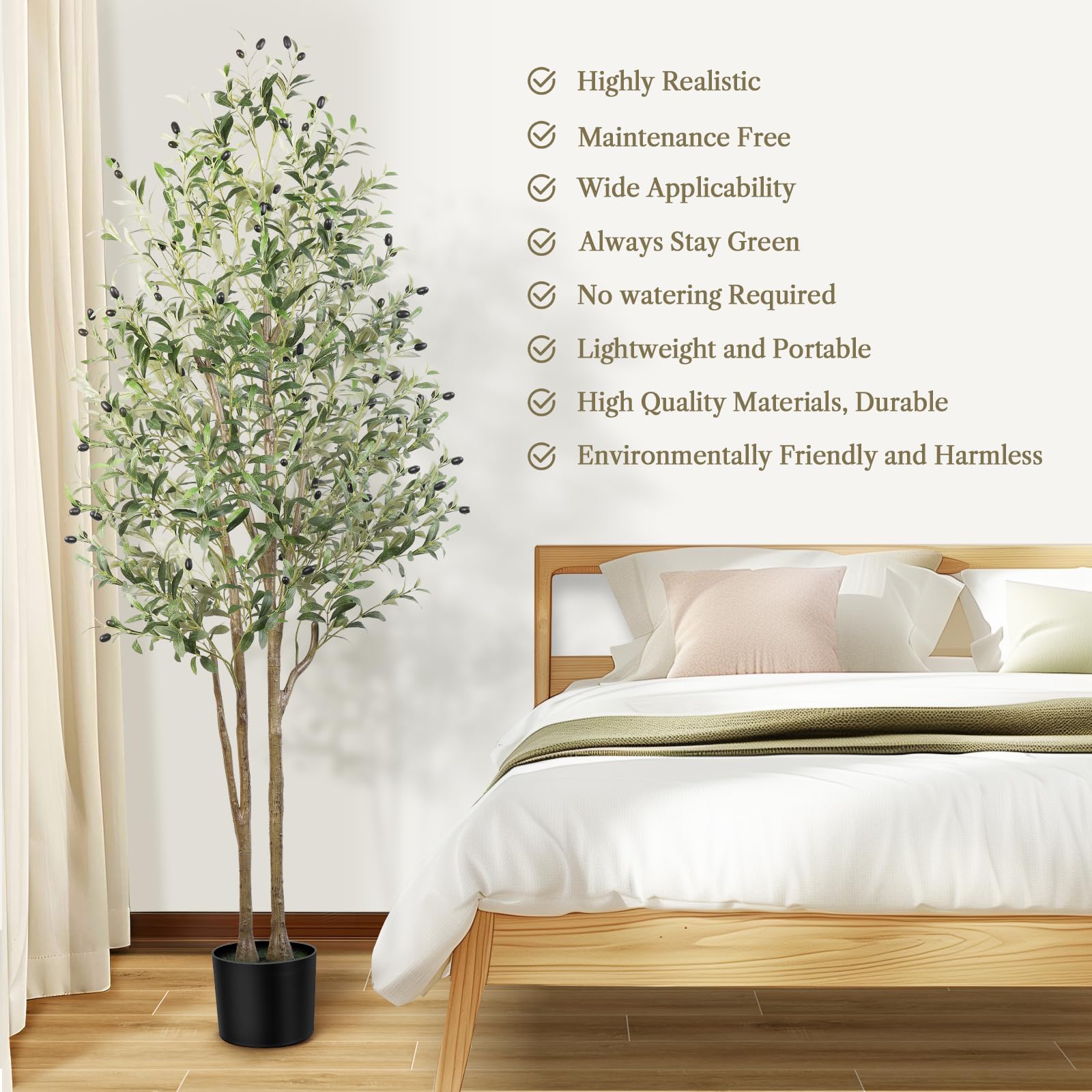 Alupssuc 6FT Artificial Olive Tree | Lifelike Faux Silk Floor Plant for Home