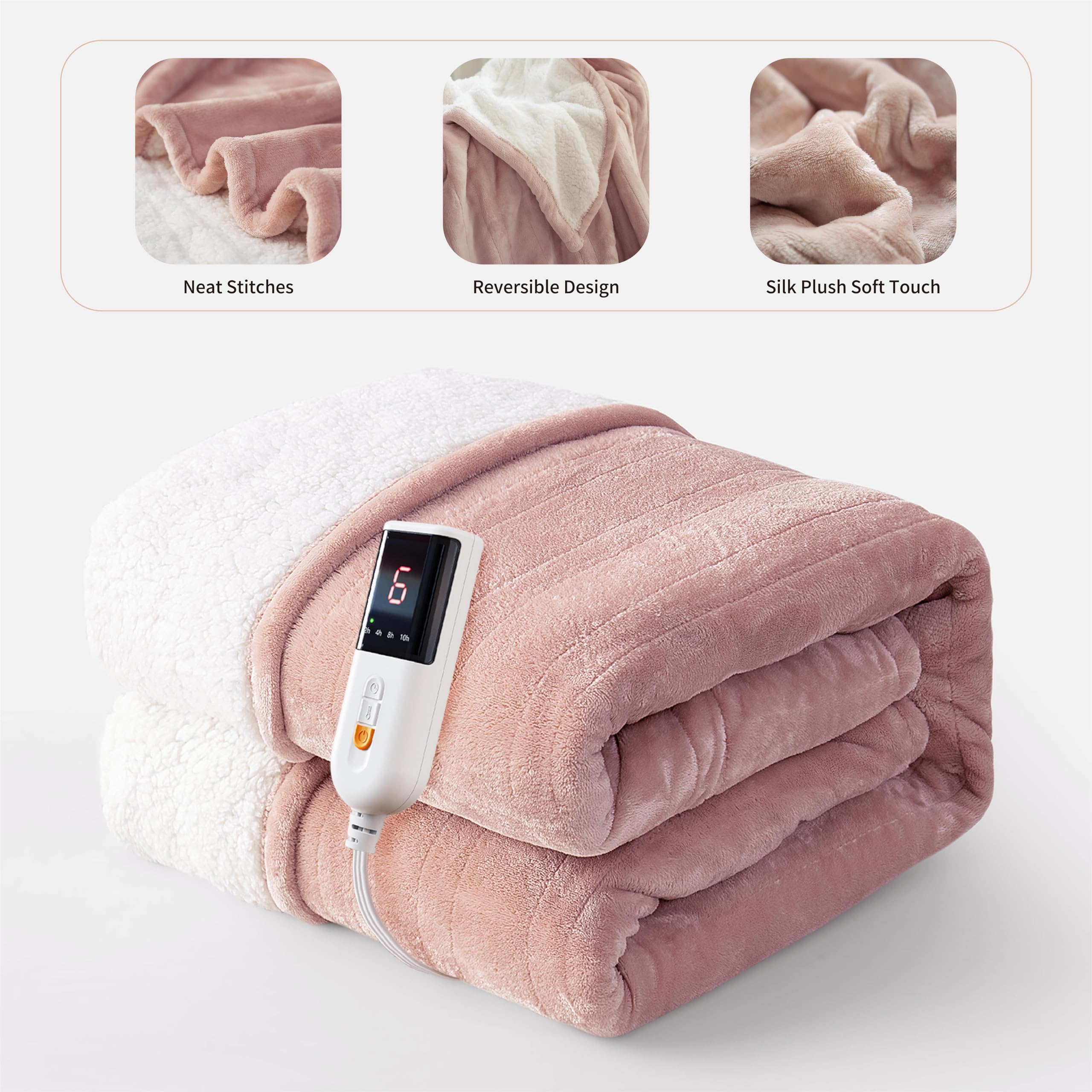 GOTCOZY Heated Blanket Electric Throw – Silky Plush 130x160cm (Green)