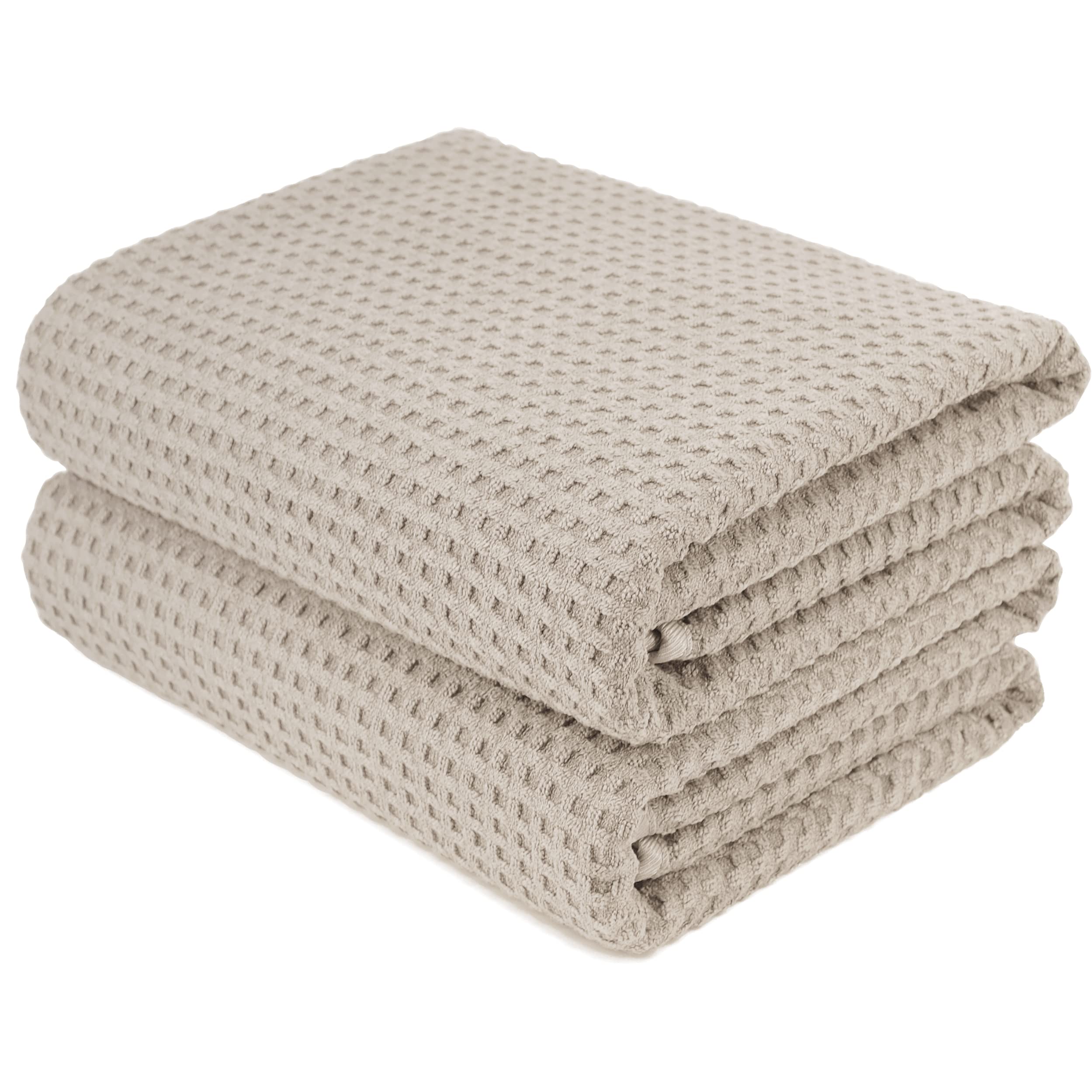 Polyte Microfibre Quick Dry Bath Towels - Oversize Waffle Weave, 2 Pack