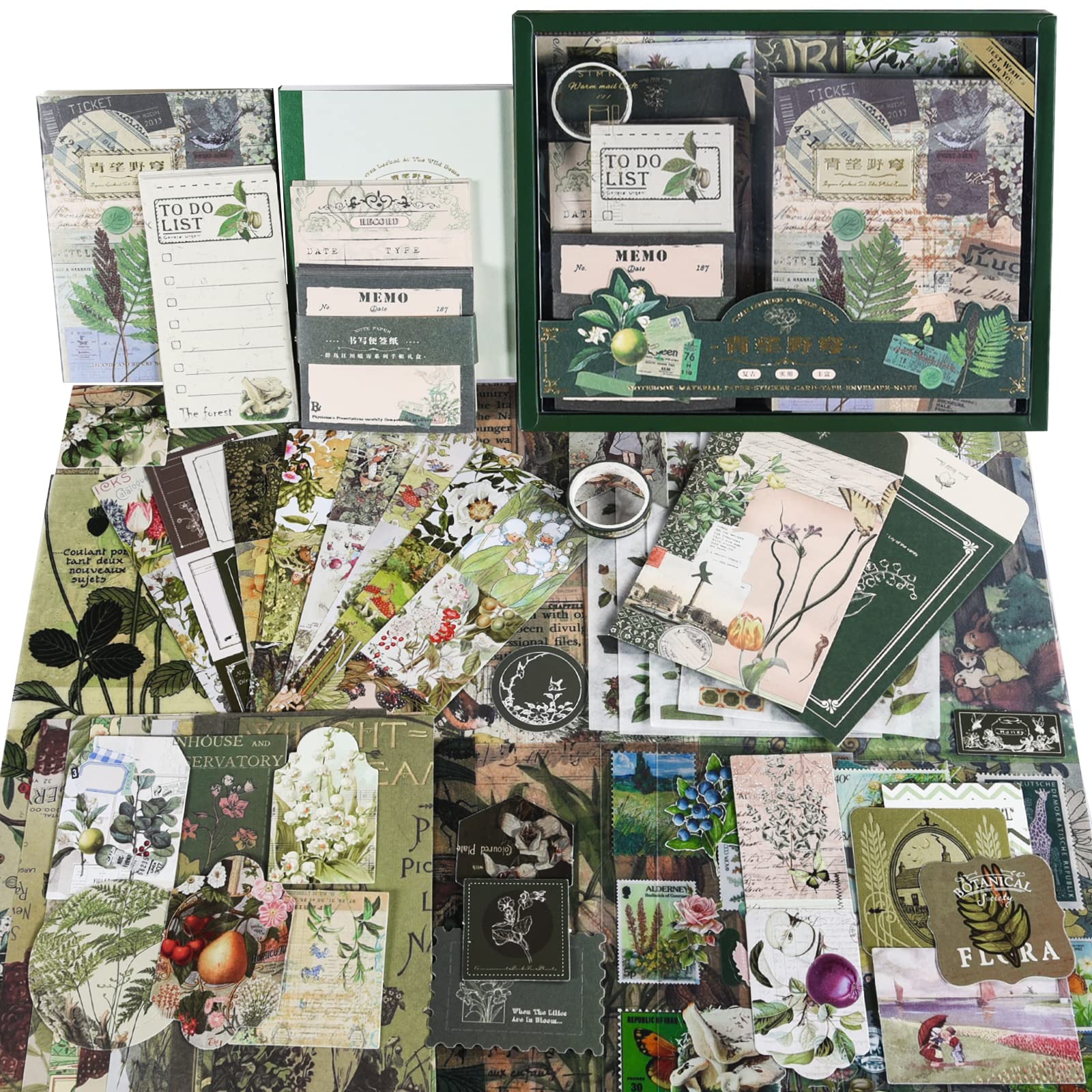 OFFIGIFT Vintage Scrapbooking Supplies Kit | 270pc Junk Journal Set with A6 Notebook
