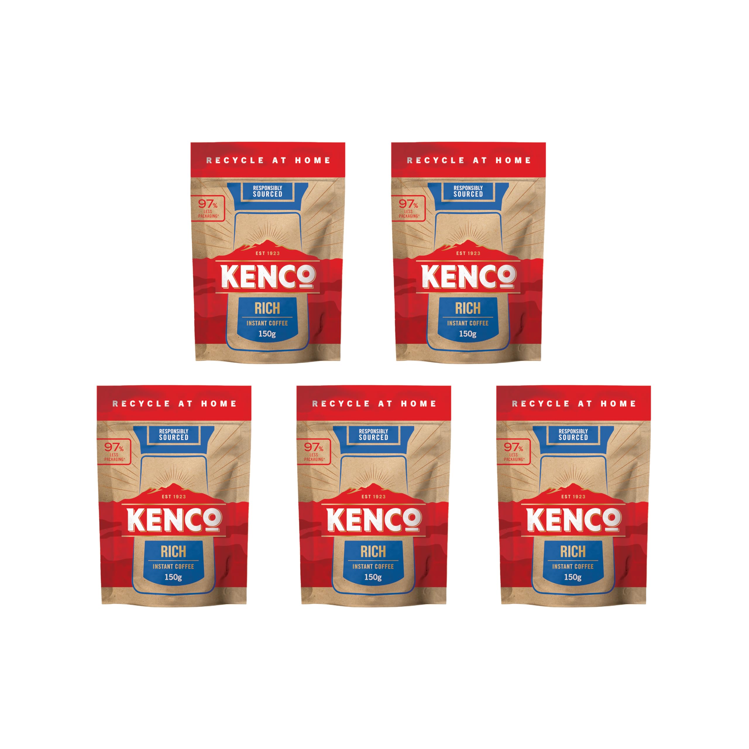 Kenco Rich Instant Coffee Refill - 100% Freeze Dried - 5 x 150g Packs