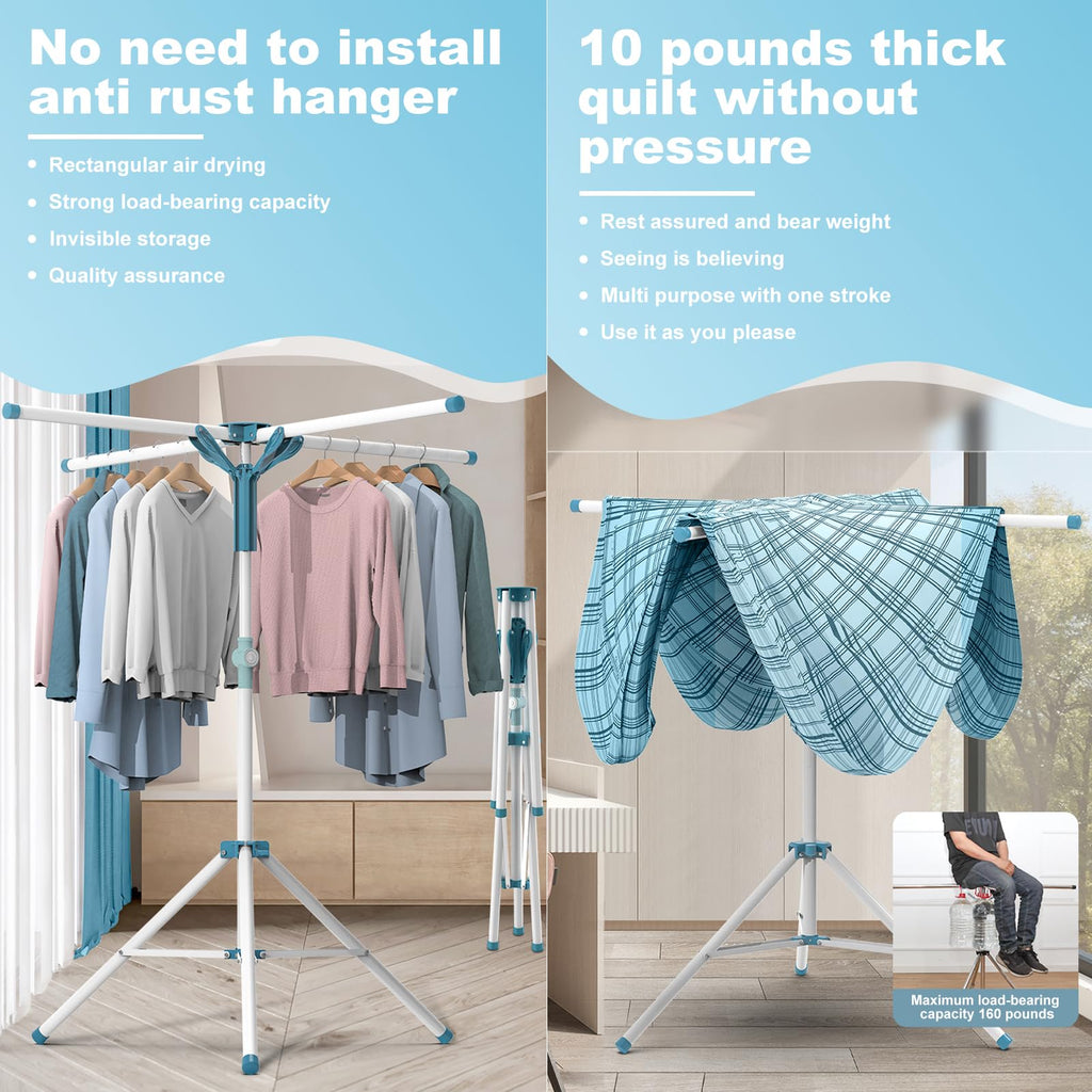 AISIR Foldable Clothes Drying Rack | 4-Arm Adjustable Laundry Airer