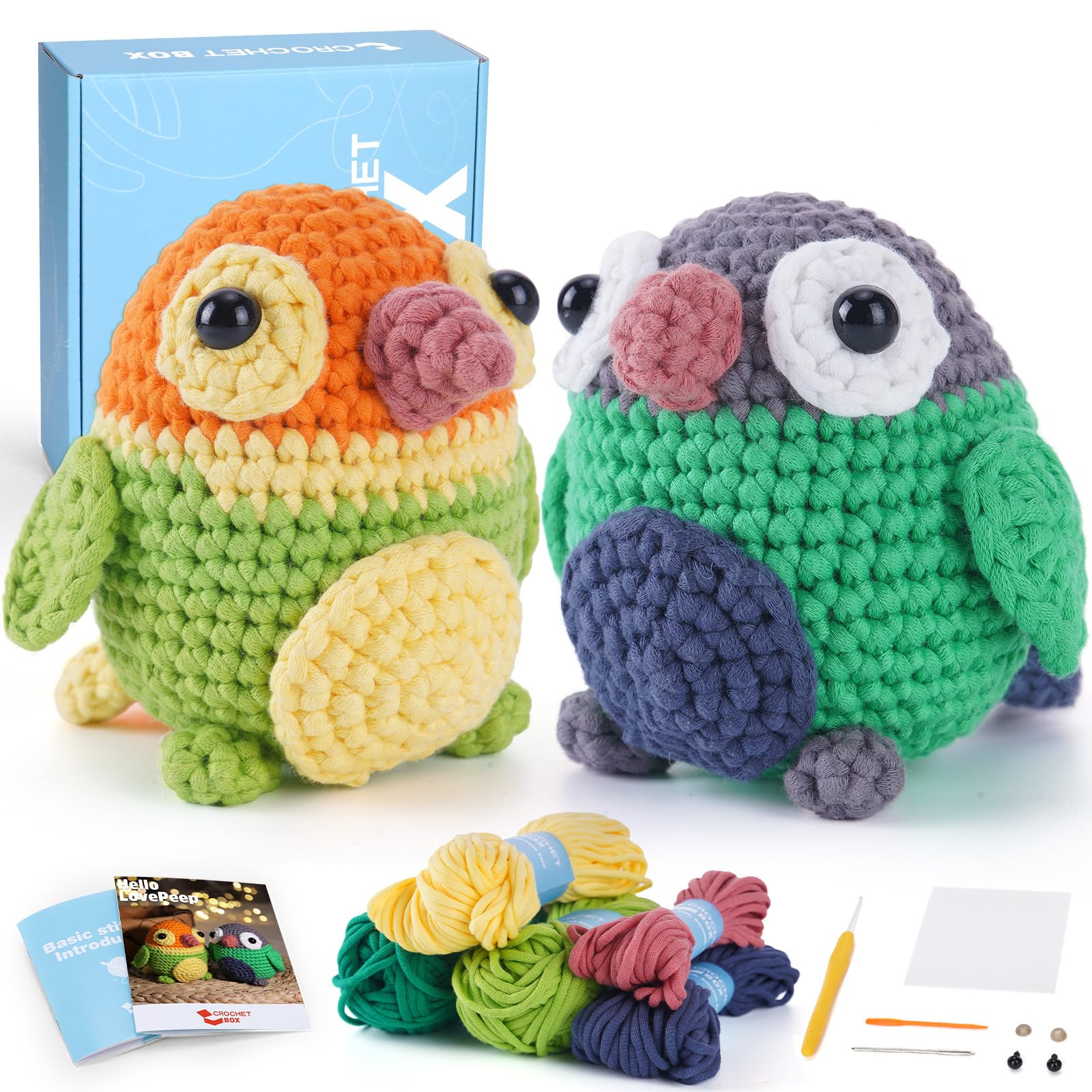 CROCHET BOX Love Birds Crochet Kit for Beginners - Complete Starter Set