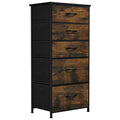YITAHOME 5-Drawer Fabric Dresser – Rustic Brown Metal Storage Chest