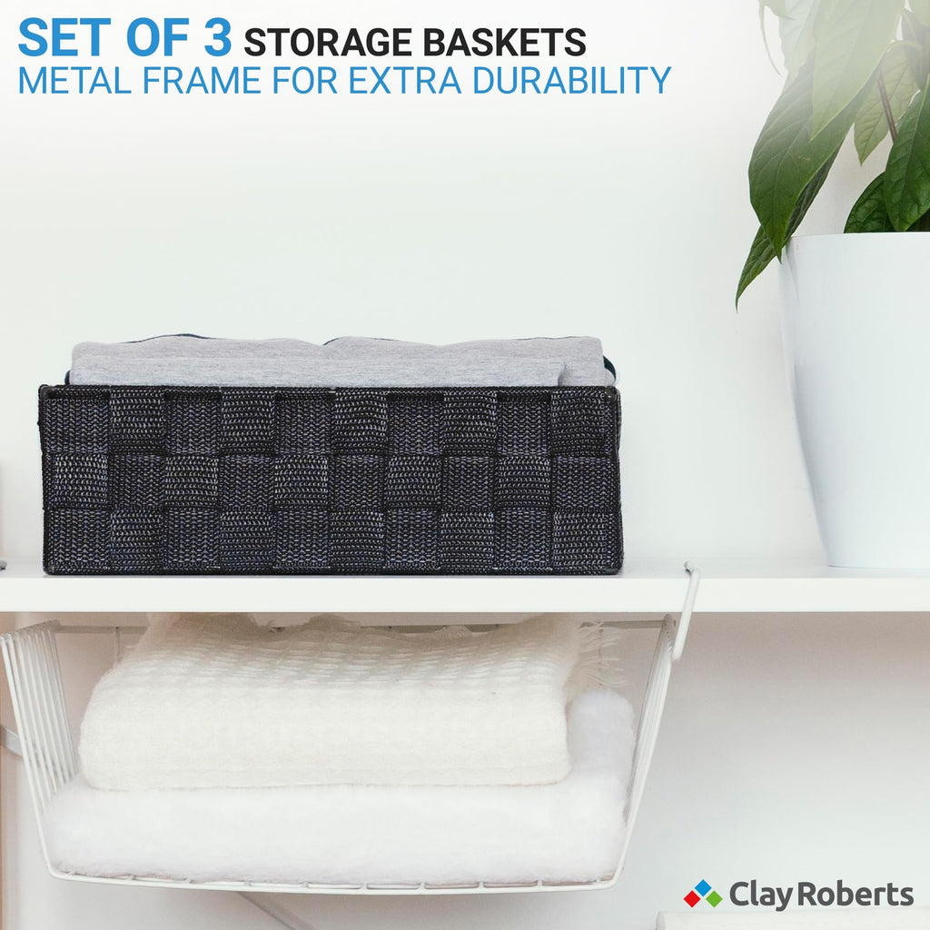 Storage Baskets, 3 Pack, Grey, Storage Baskets Sets, Woven Boxes for Home, Kitchens, Offices, Cupboards, Bathrooms, Shelves, Boxes - image 4