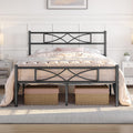 Yaheetech King Metal Platform Bed Frame with Curved Headboard – Black