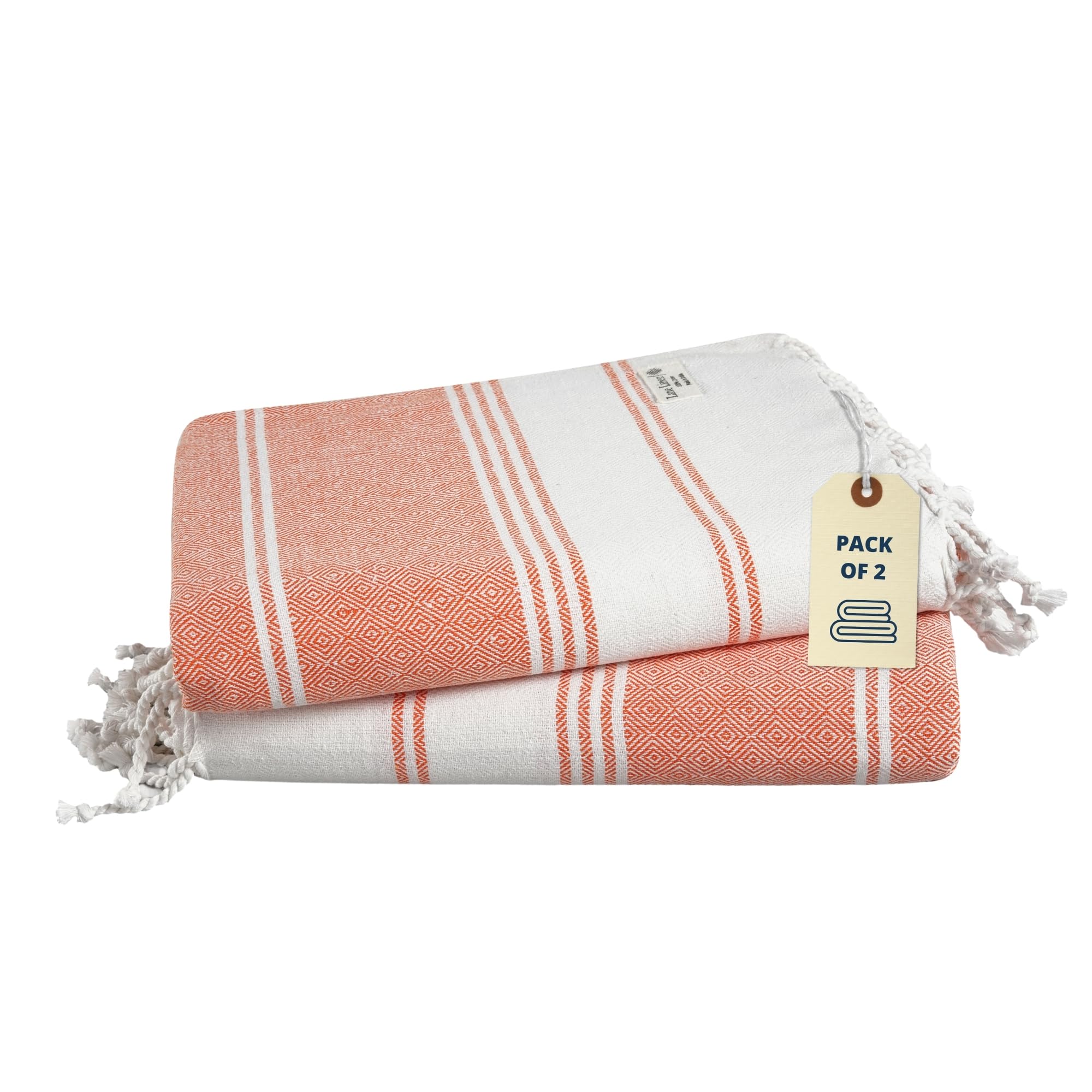 Lane Linen Turkish Beach Towel 2 Pack | Oversized Sand Free Cotton Towels