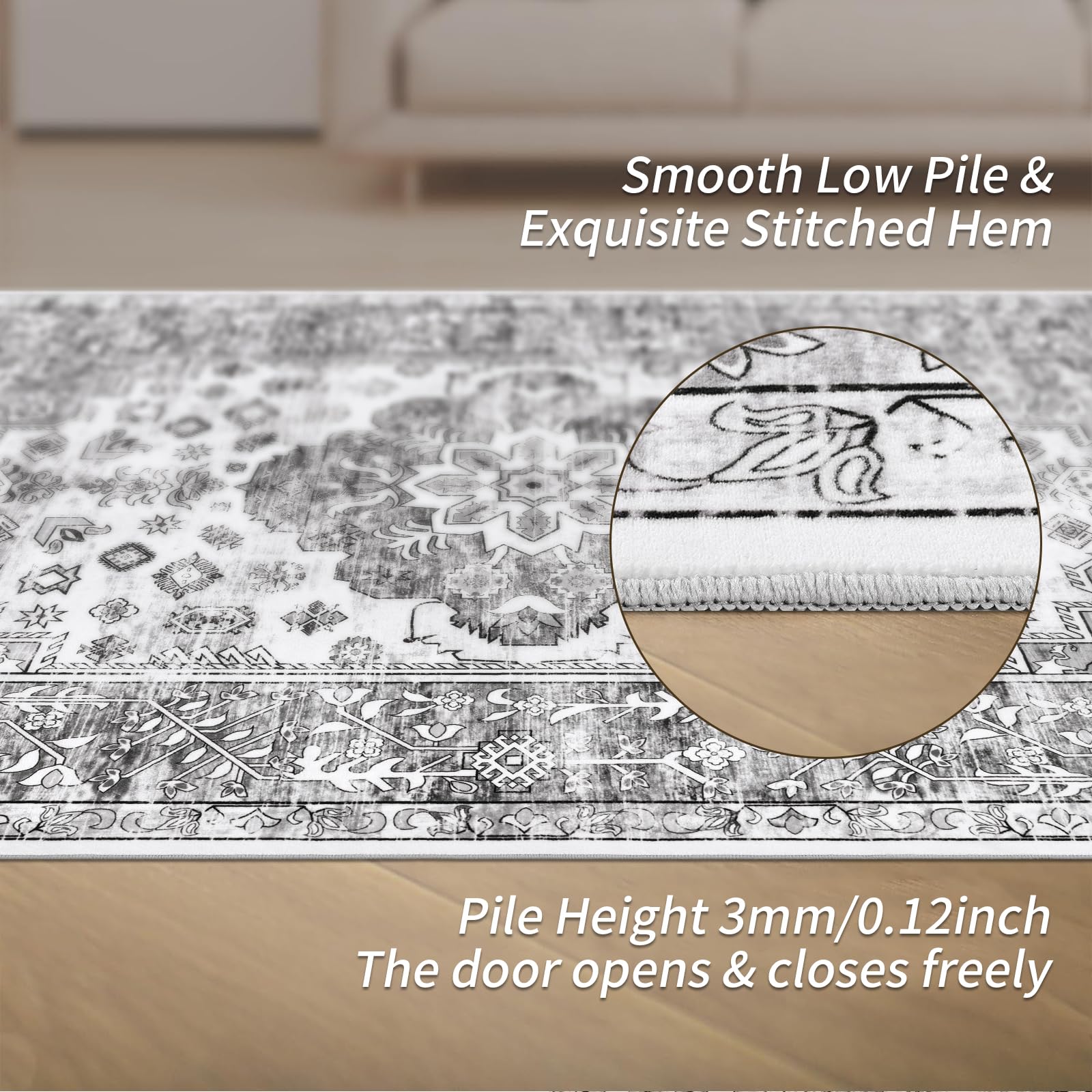 Enyhom Vintage Boho Area Rug – 120x180cm Machine Washable Non-Slip Carpet