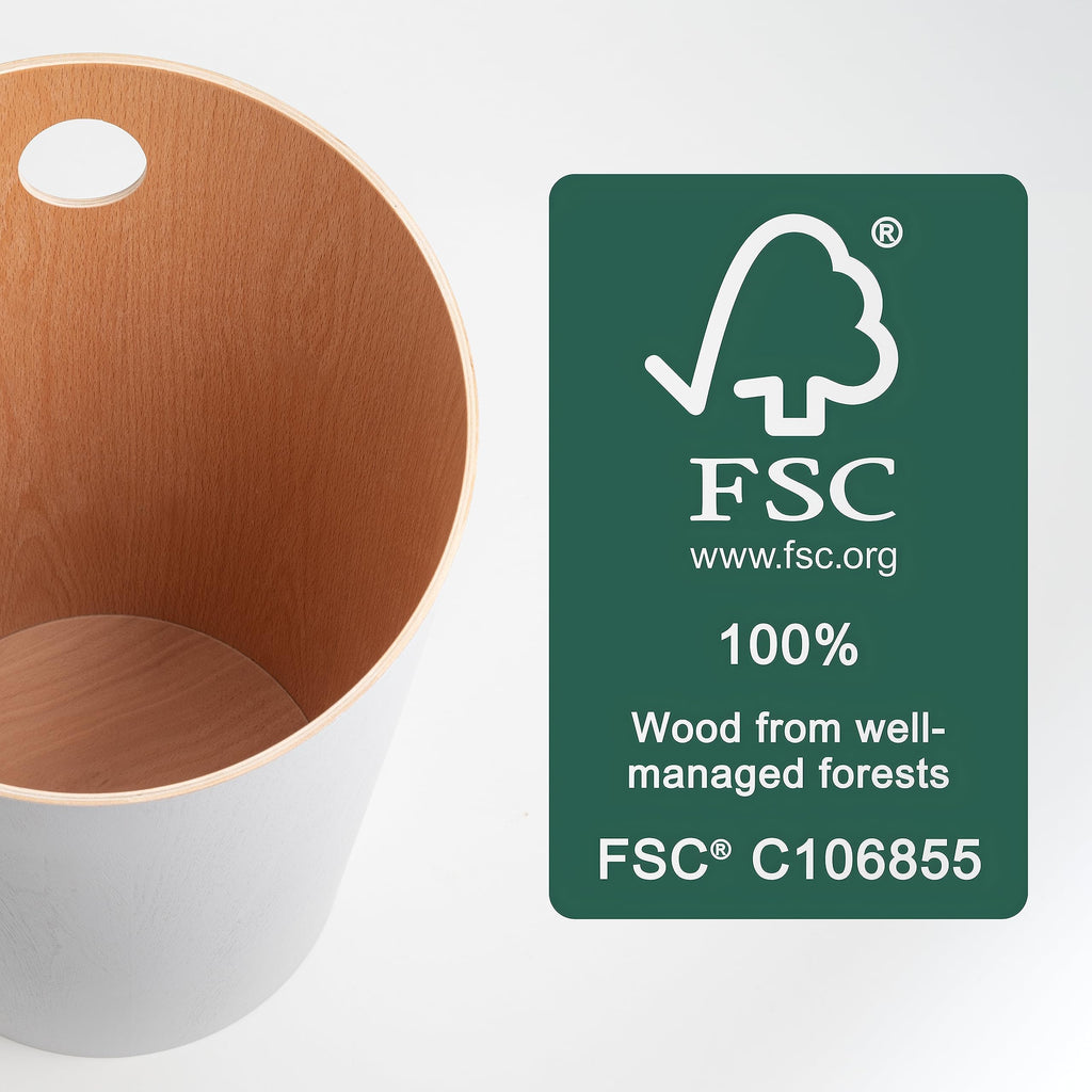 Kazai Bennet Real Wood Veneer Paper Bin – Oak Minimalist Waste Basket