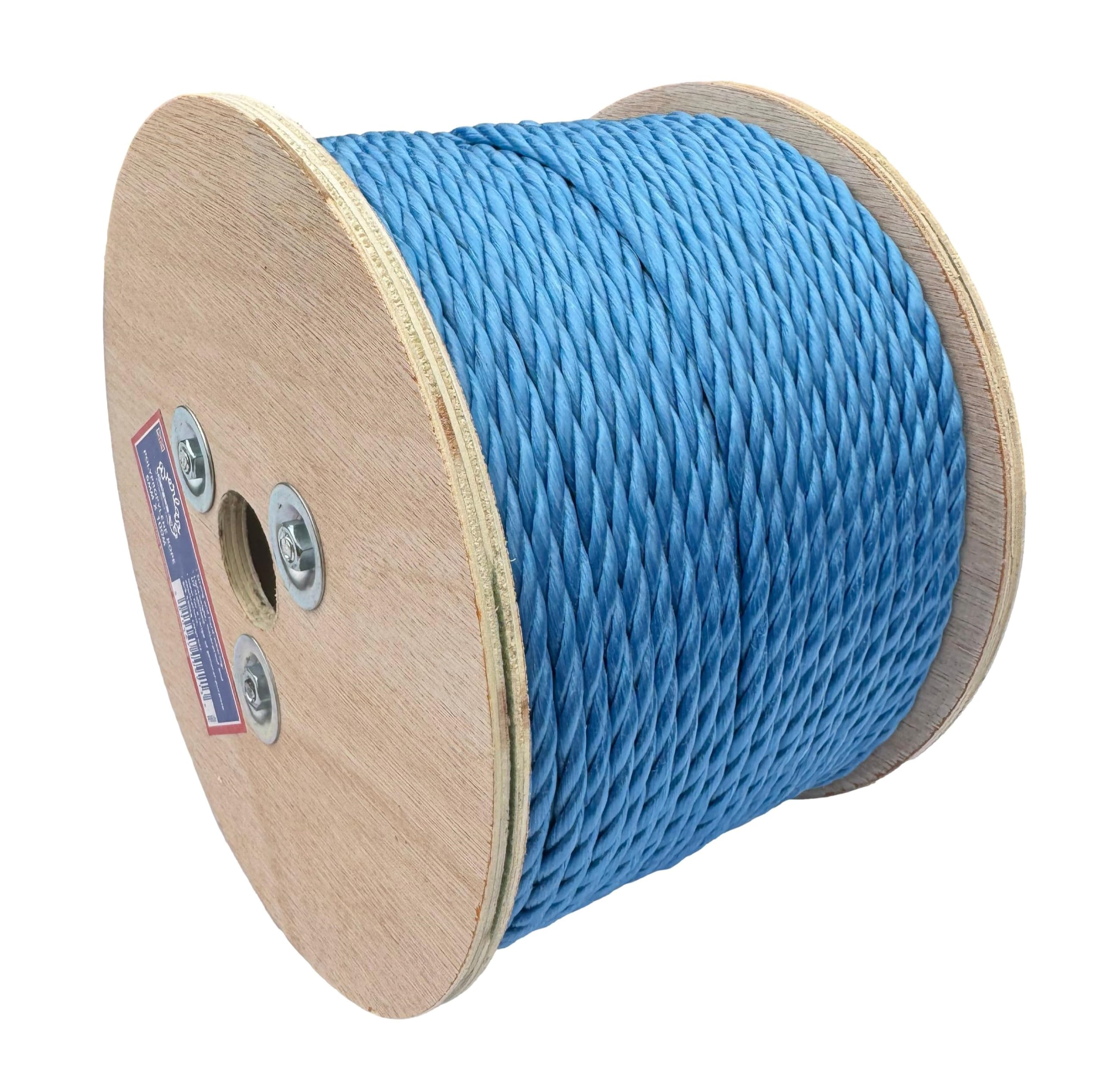 Everlasto Blue Polypropylene Rope – 6mm 3-Strand Twisted 100m Reel